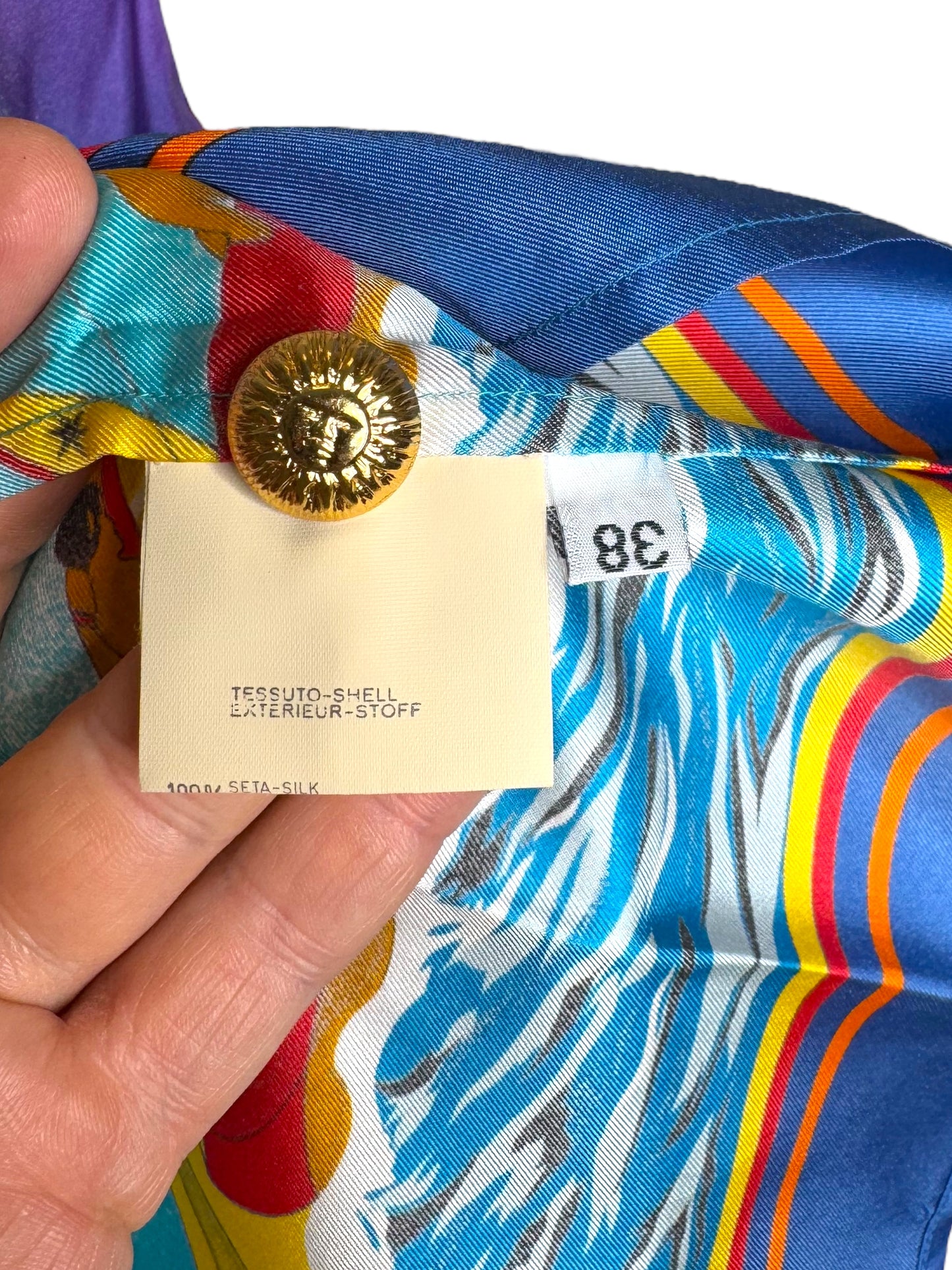Camicia vintage donna Versace Sport in seta stampa nautica - Tg. 38