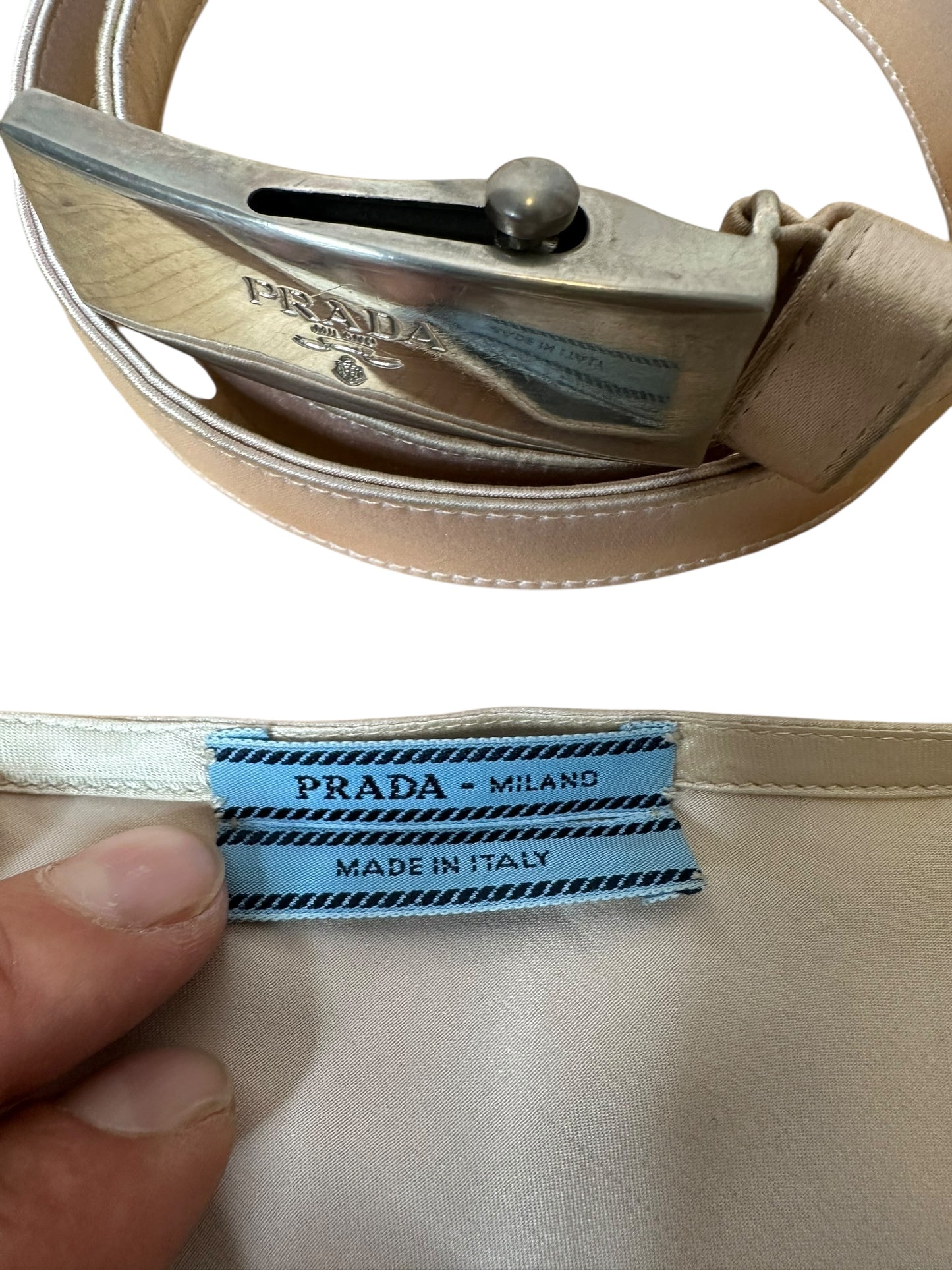 Prada gonna vintage in seta con cintura (M)