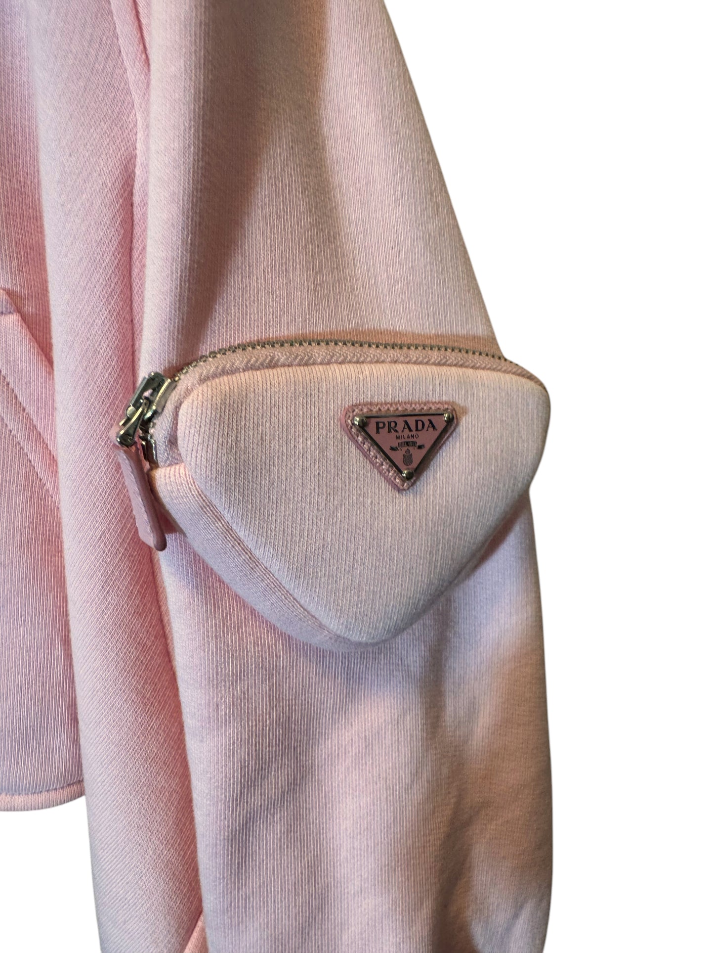 Felpa Prada Donna Rosa con Cappuccio e Mini Pochette – Taglia L