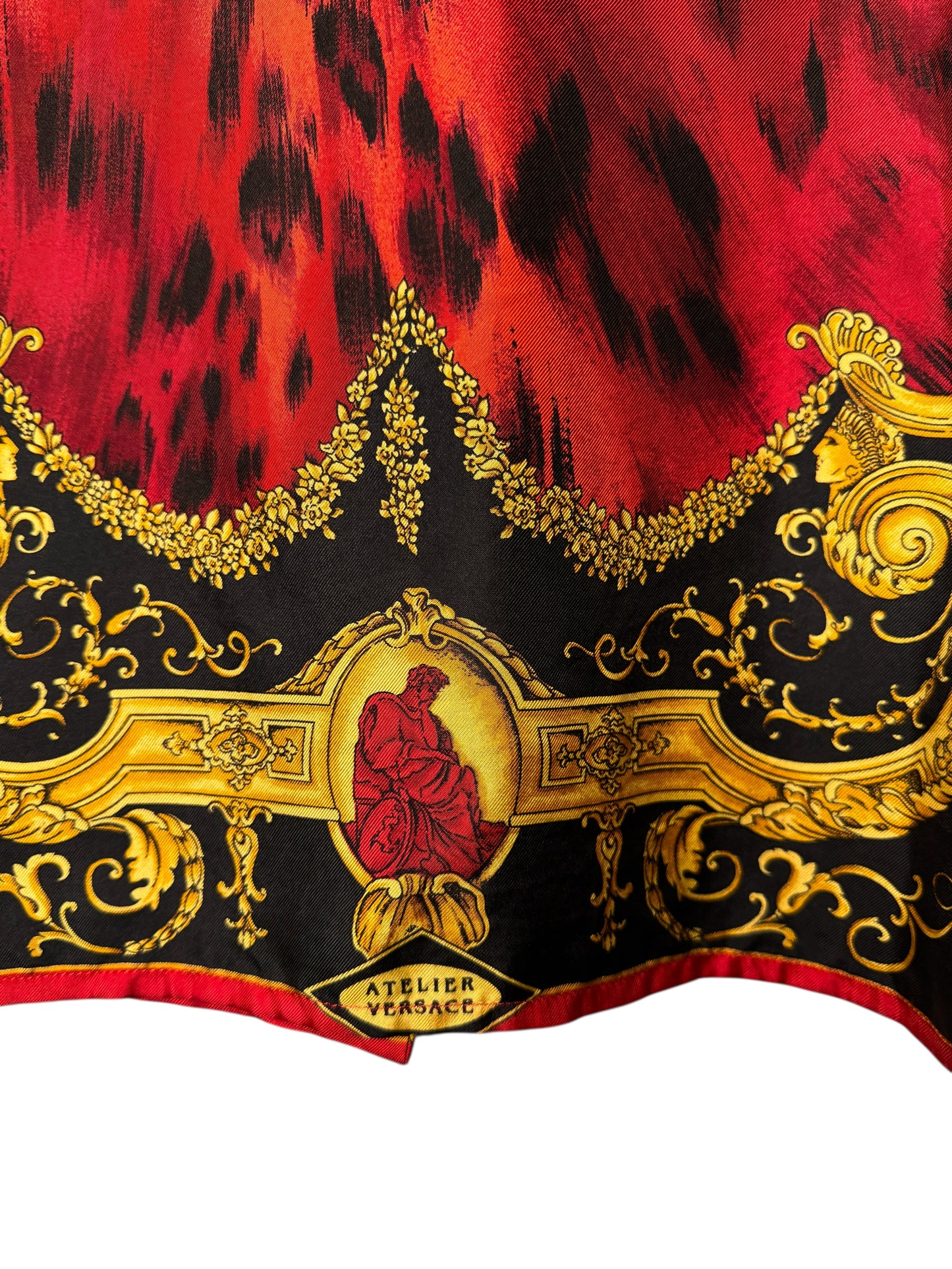 Camicia vintage Gianni Versace – Linea Istante – Taglia 42 – Stampa barocca oro e animalier rossa