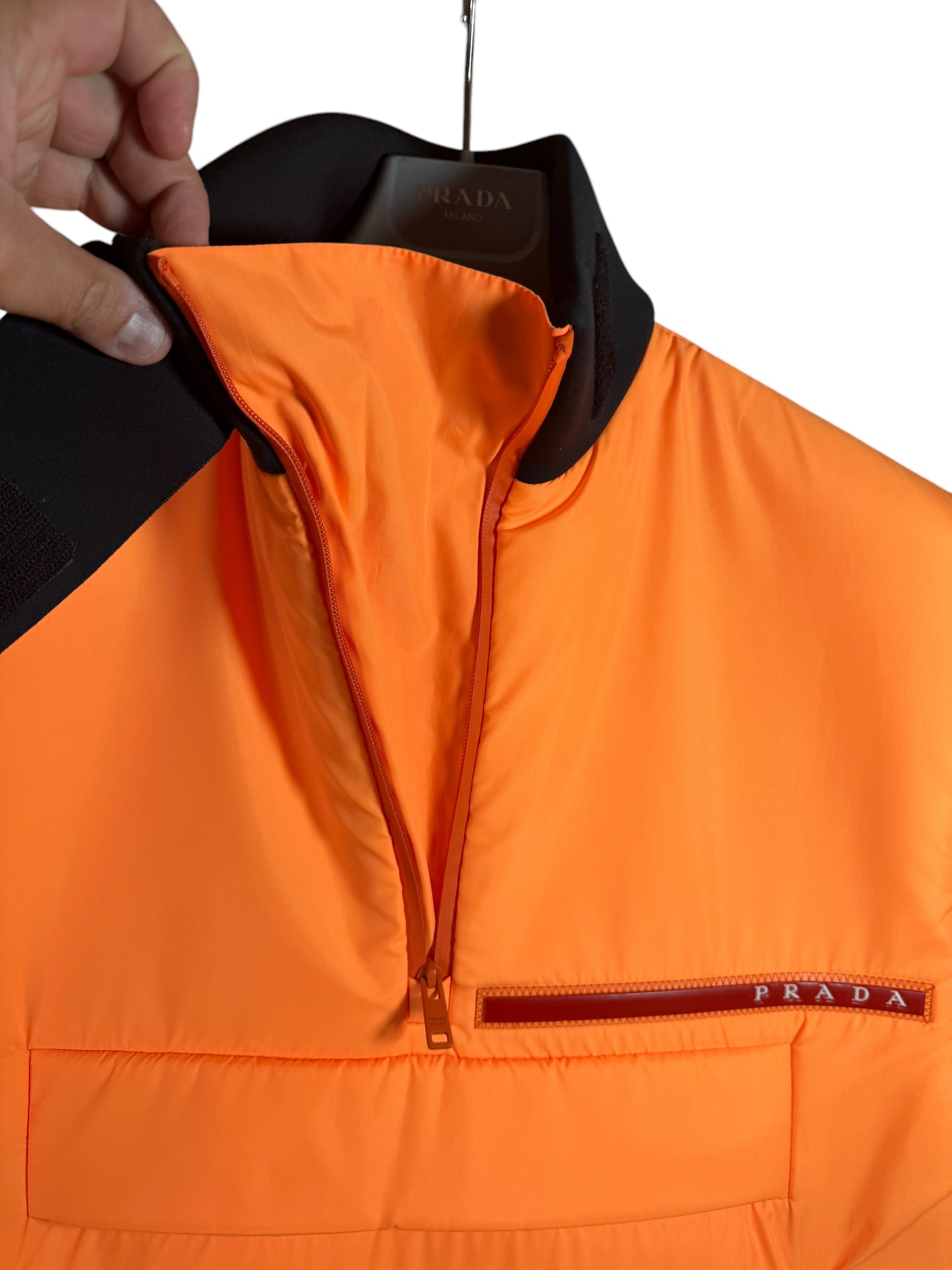 Gilet Donna Prada Arancione in Nylon Imbottito