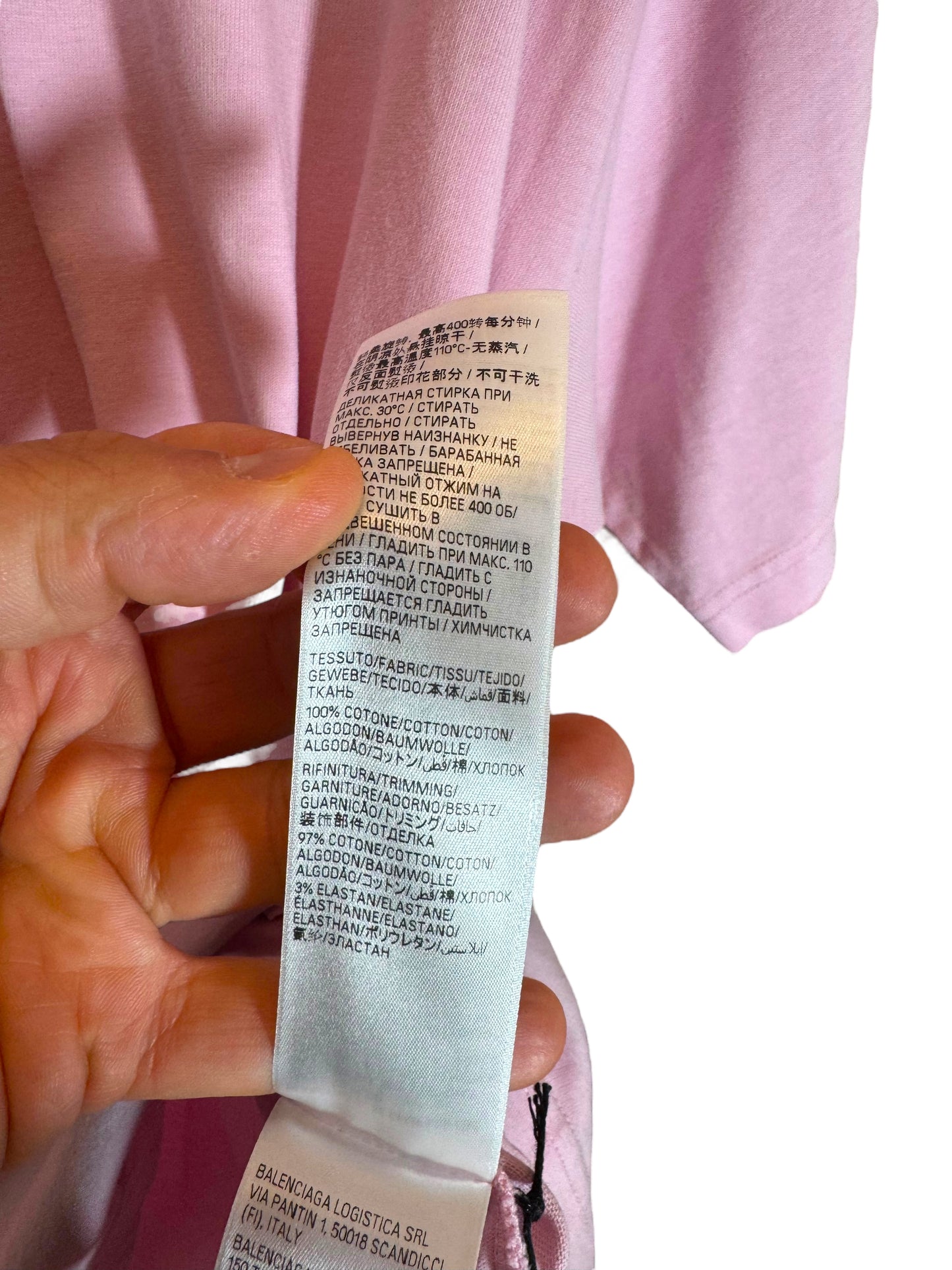 Balenciaga T-shirt Unisex Rosa XS (vestibilità Over fino a L/XL) - Effetto Destroyed