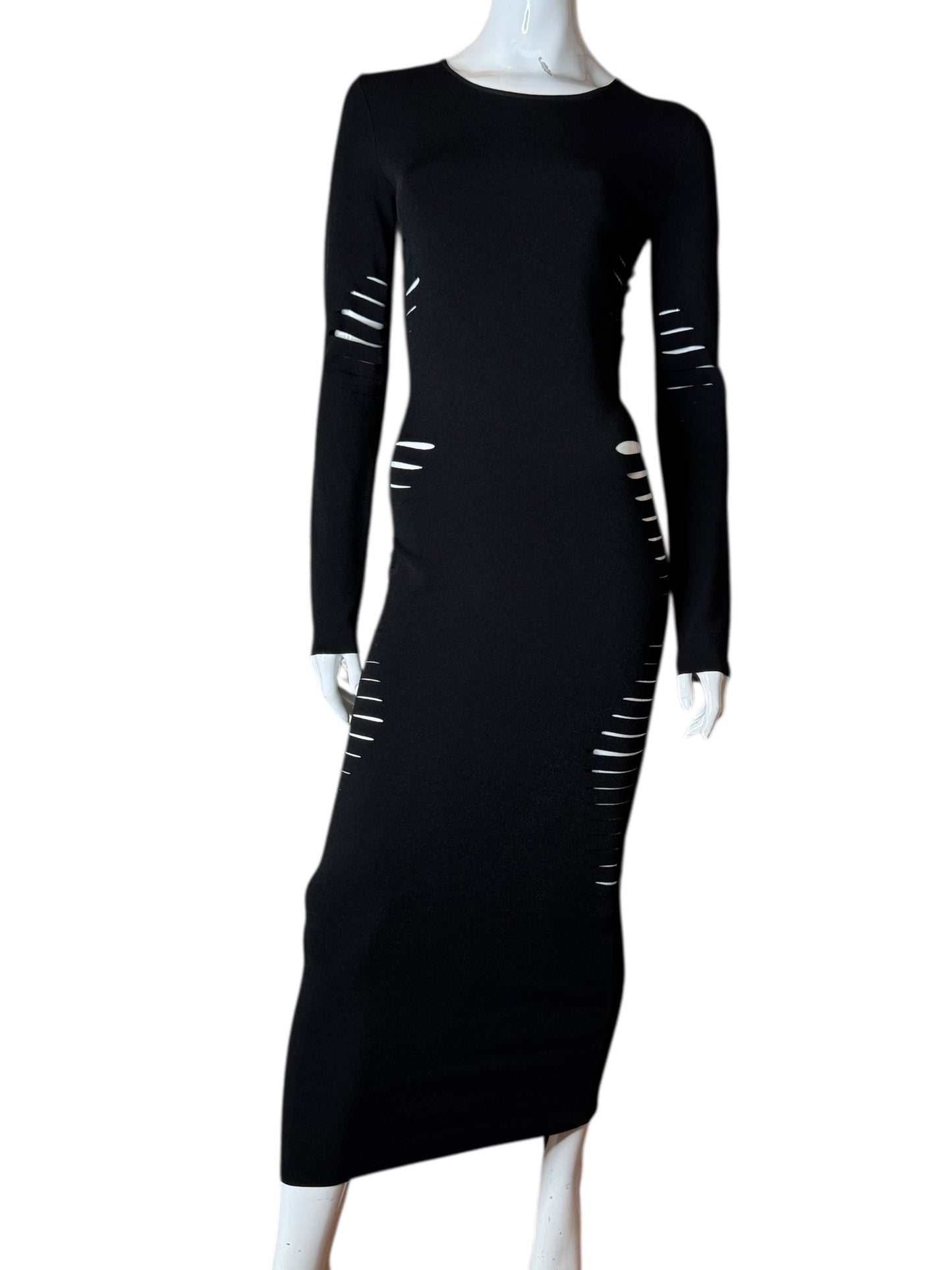 Versace Abito Lungo Nero Cut-Out in Maglia – Taglia IT 42 – Made in Italy.