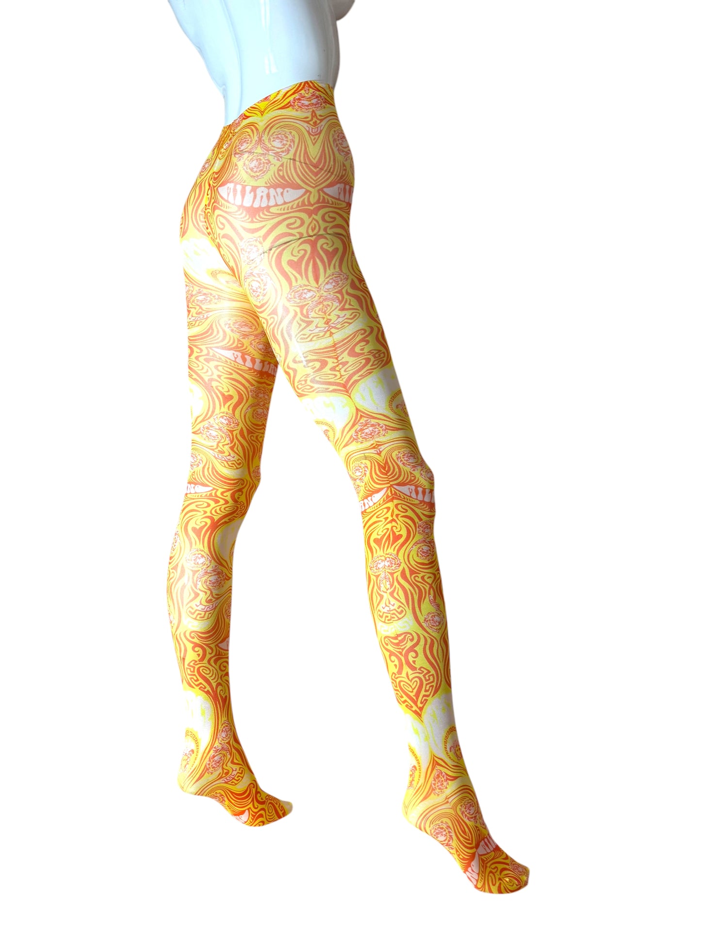 Collant Versace donna Medusa swirl giallo-arancio – Taglia M – Nuovi con cartellino