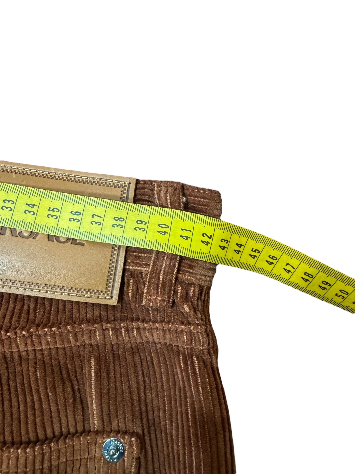 Pantaloni uomo Versace in velluto a coste marrone con logo Medusa – Taglia 32.