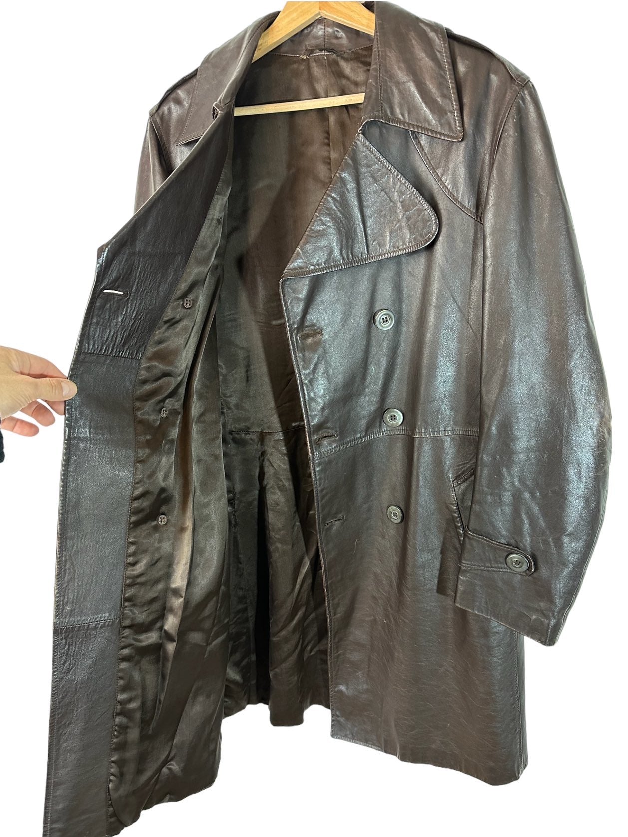 Trench vintage in pelle (L)
