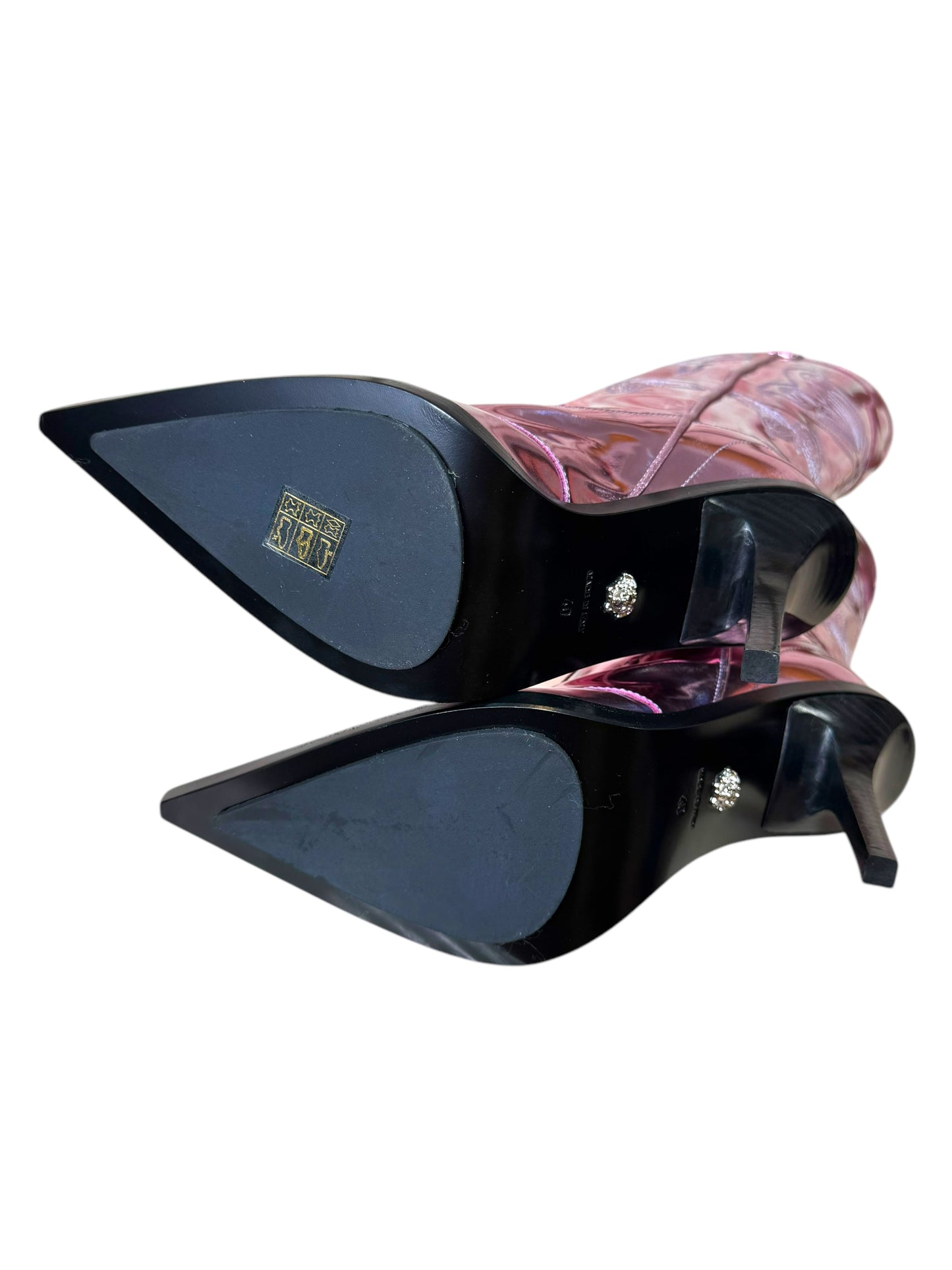 Versace x Dua Lipa Stivali Texani Pink Laminati – Taglia 40
