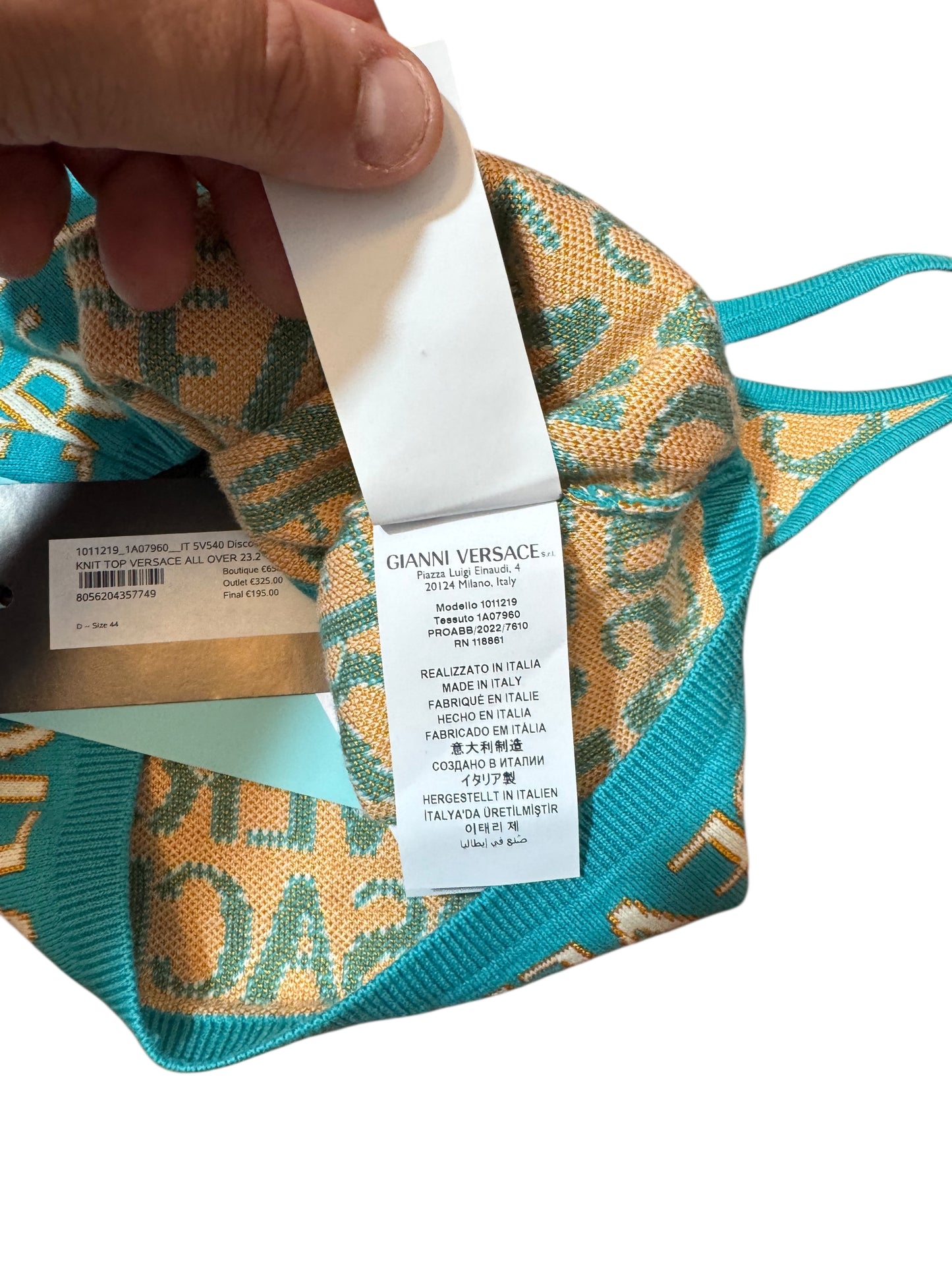 Top VERSACE Donna – Taglia IT 44 – Logo All Over