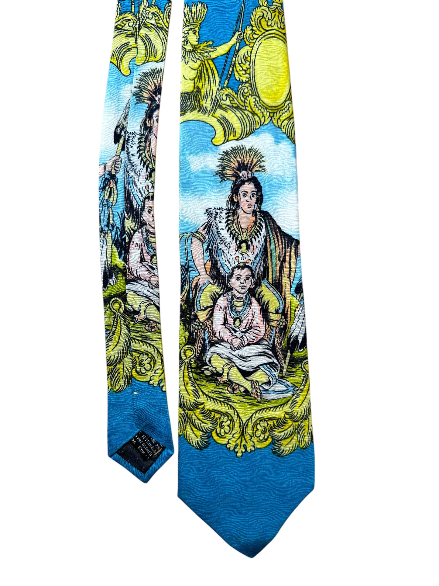 Cravatta Gianni Versace Vintage in Seta – Motivo Barocco con Figure Indiane