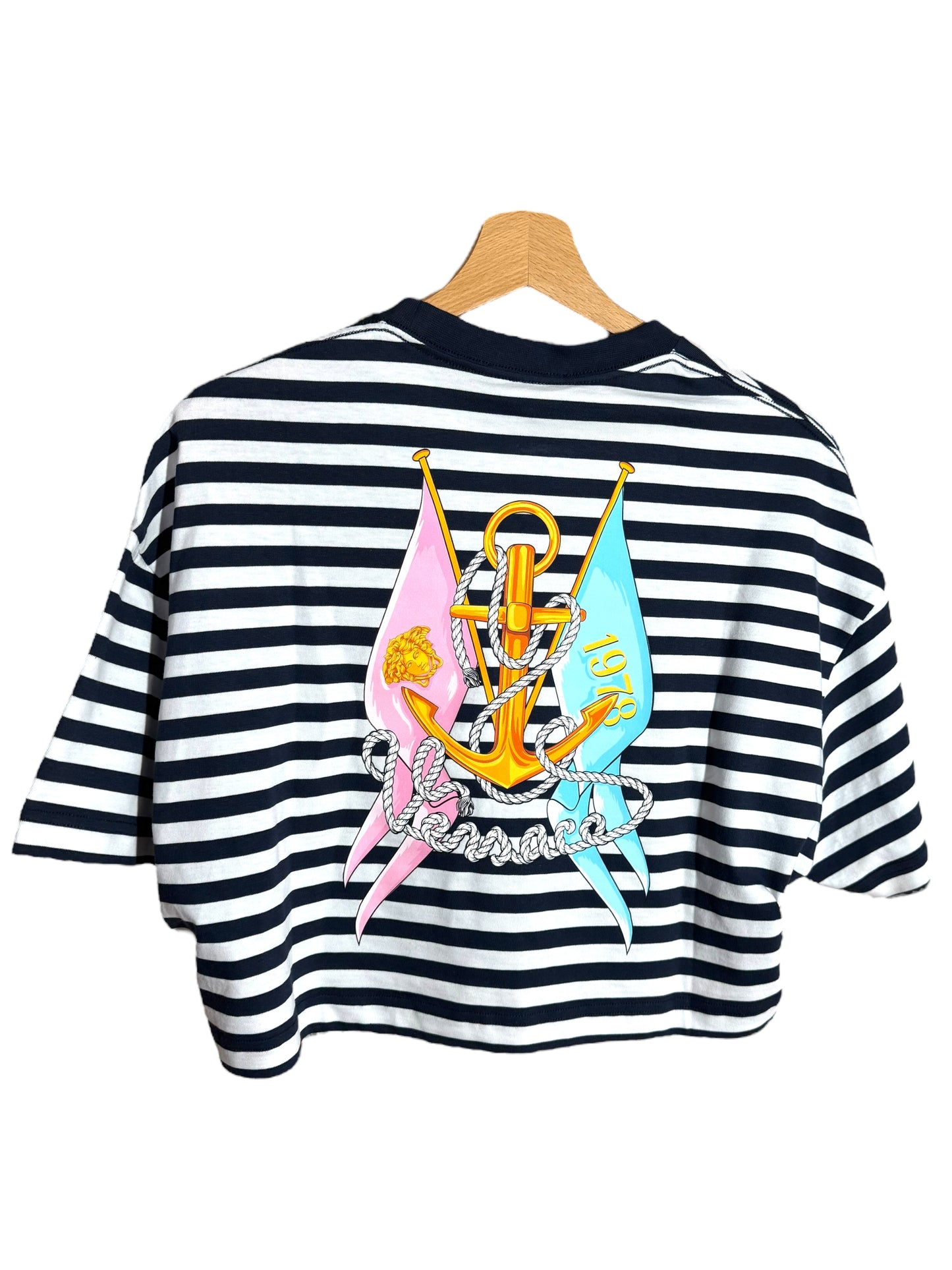 T-shirt Versace a righe marinare con logo - Taglia 40 IT