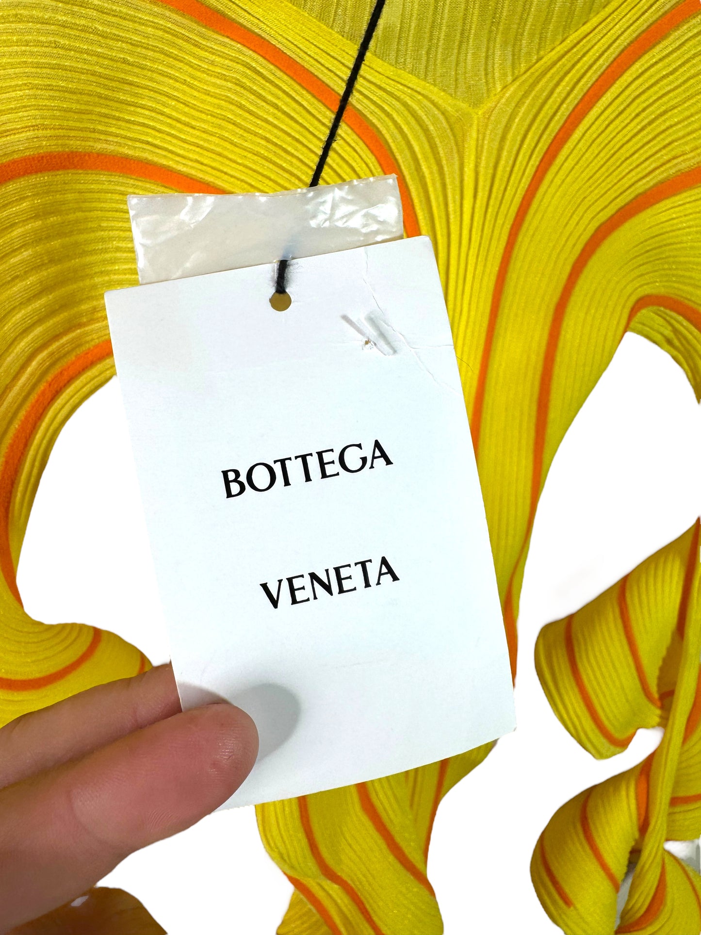 Bottega Veneta abito runway PE 2022 “Transparent Tennis Stripe Knit Sherbert” taglia S made in Italy