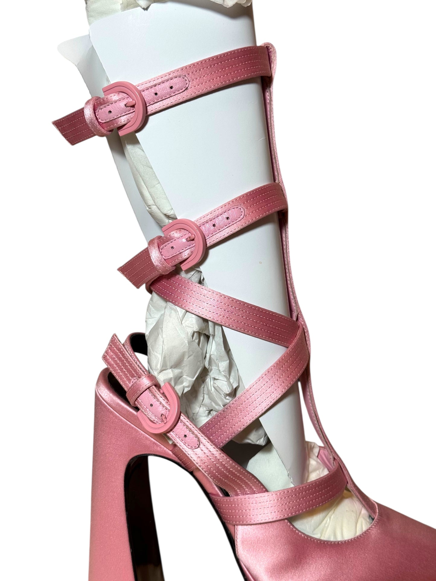 Sandali platform Versace in raso rosa – Modello Medusa Aevitas – Taglia 38 – Made in Italy