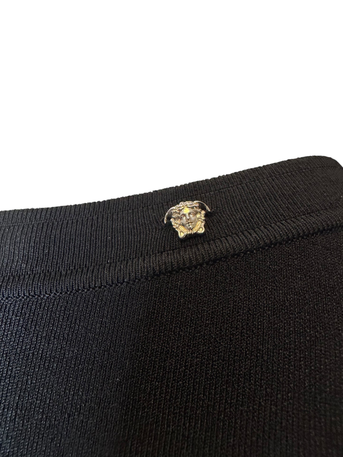 Versace Pantaloni Neri Cut-Out in Maglia – Taglia IT 36 – Made in Italy