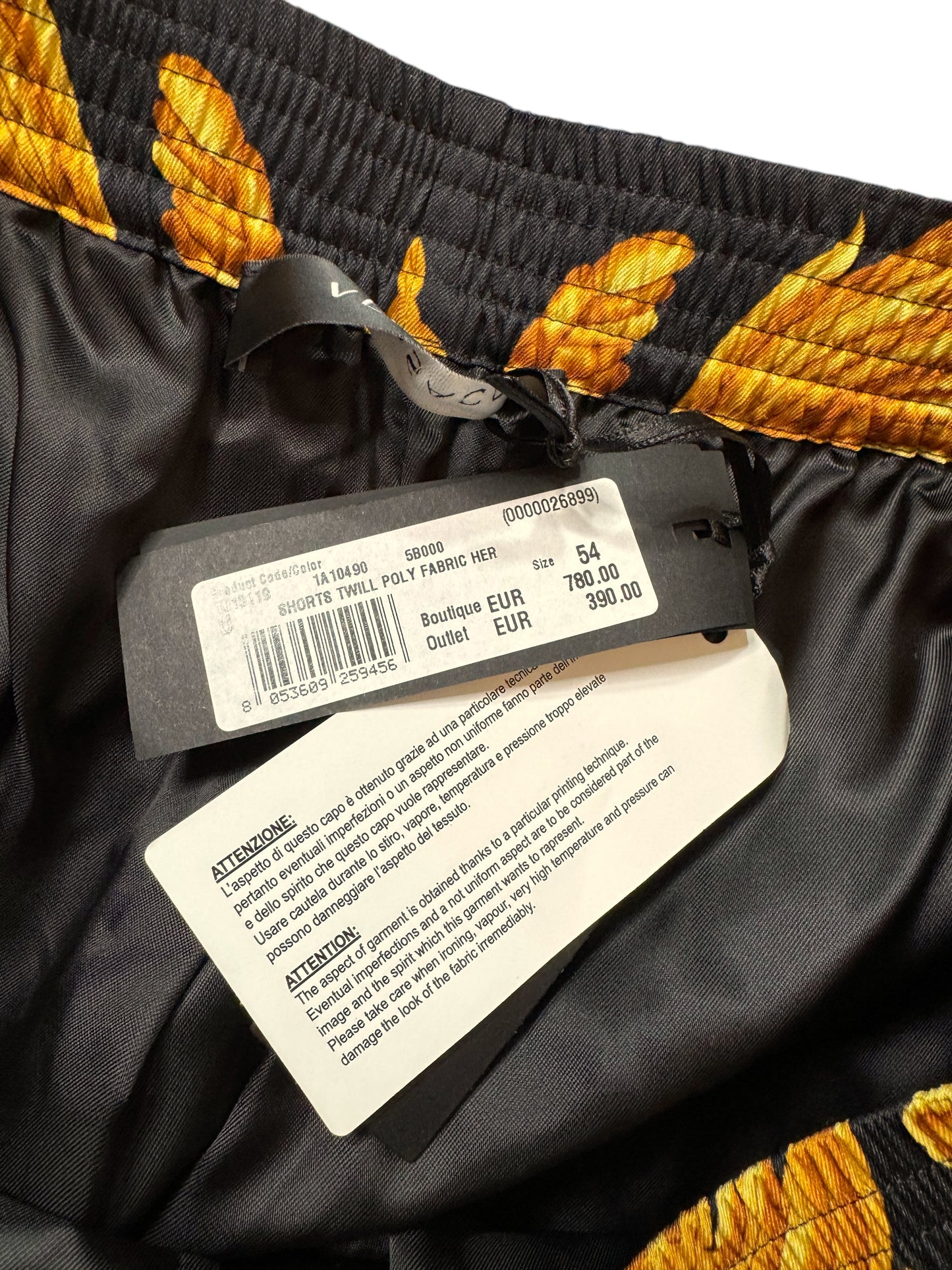 Versace Shorts Uomo Barocco Nero Oro Taglia 54