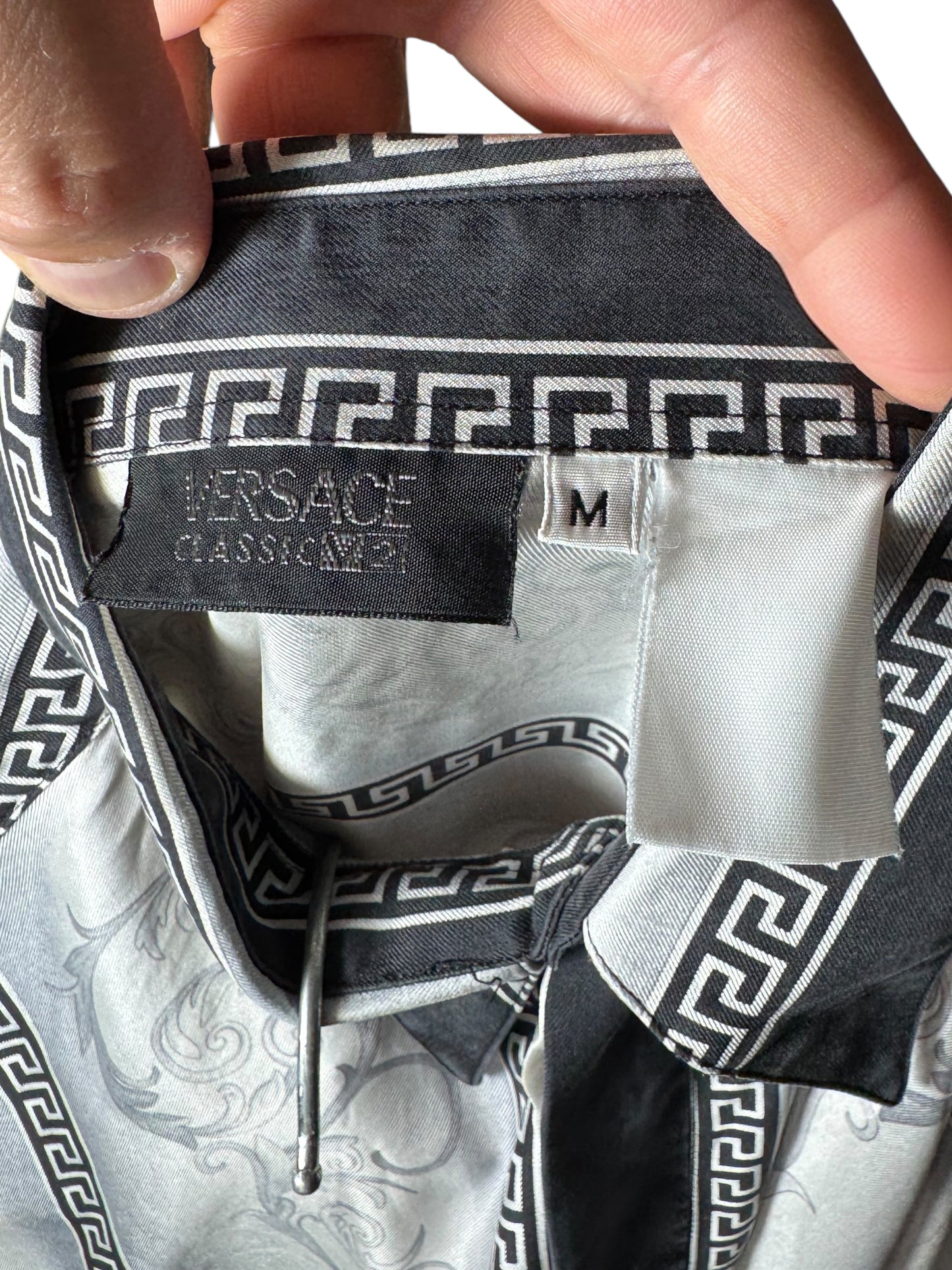 Camicia Donna Vintage Versace Classic V2 100% Seta Barocca Grigia Nera M