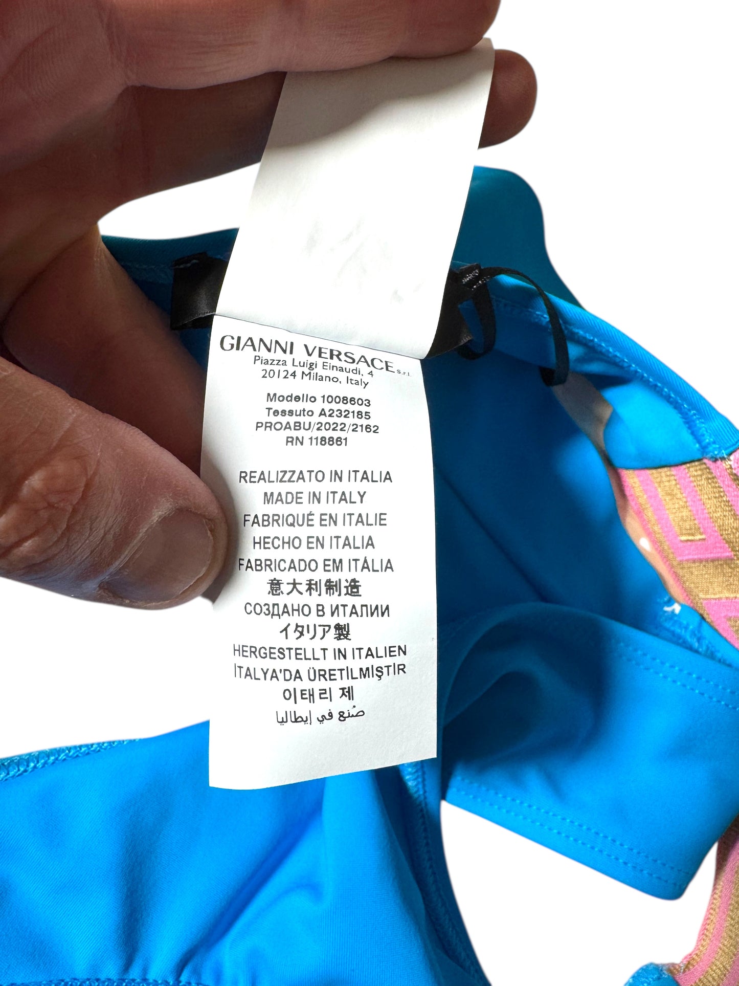 Slip Bikini Donna Versace Mare Elastico Greca Rosa - Taglia 1
