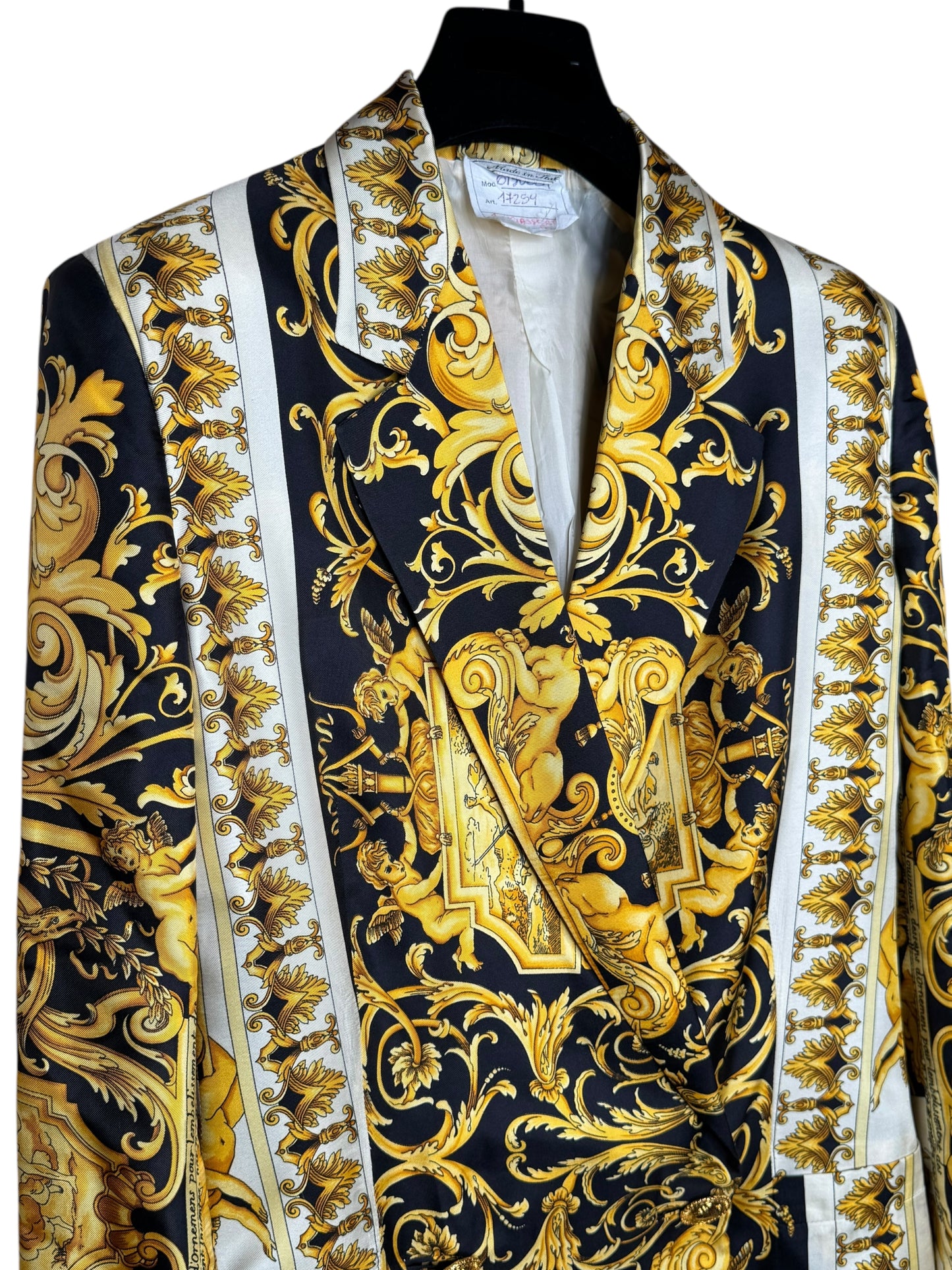 Gianni Versace Couture Blazer Vintage Anni ‘90 Barocco in Seta Donna IT 42