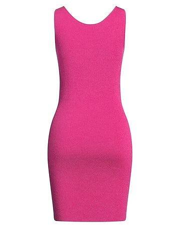 Vestito Versace fucsia in maglia stretch con bottoni Medusa dorati – Taglia IT 38