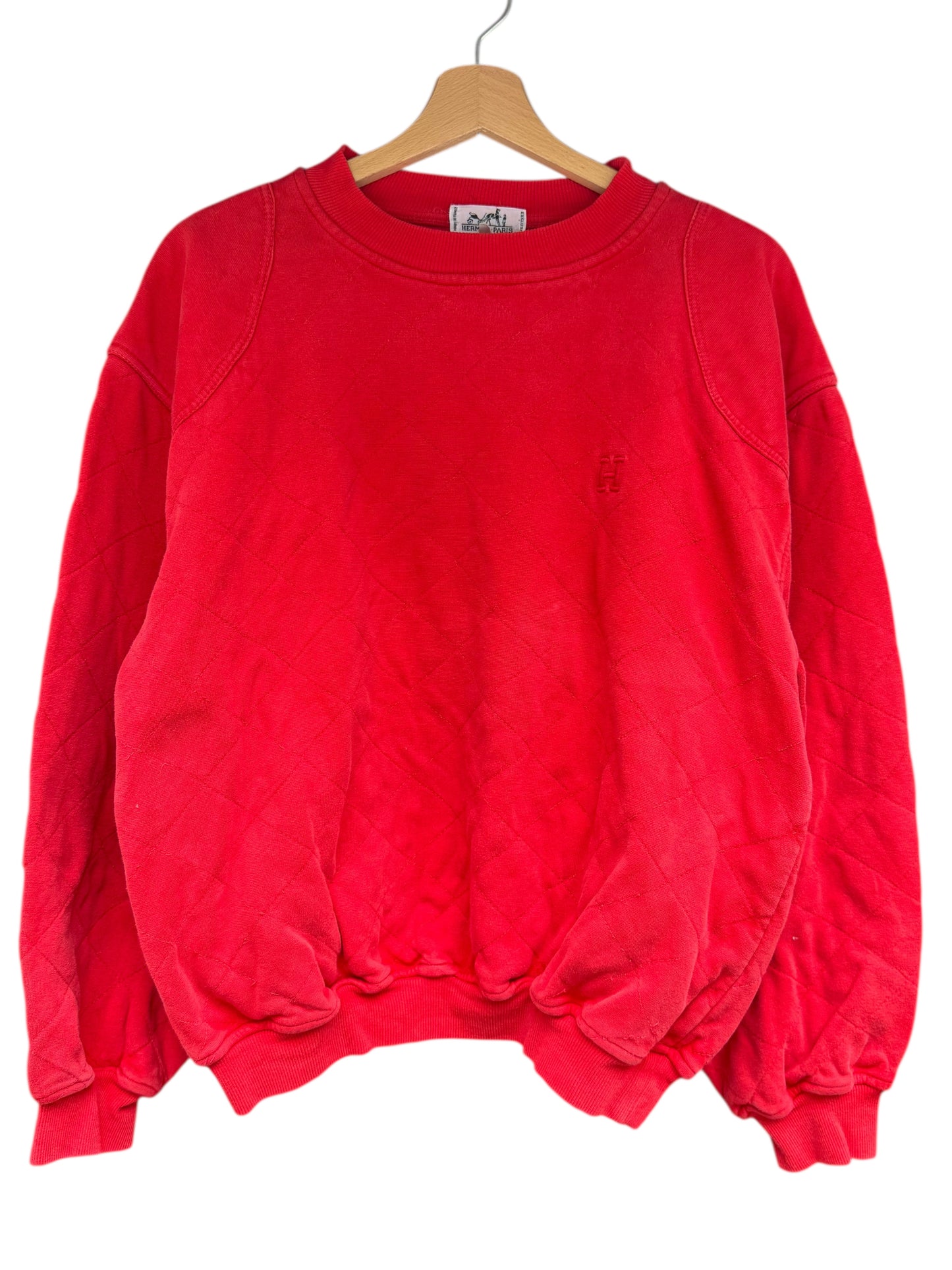 Felpa Hermès Paris vintage rossa trapuntata – Made in France – Taglia L