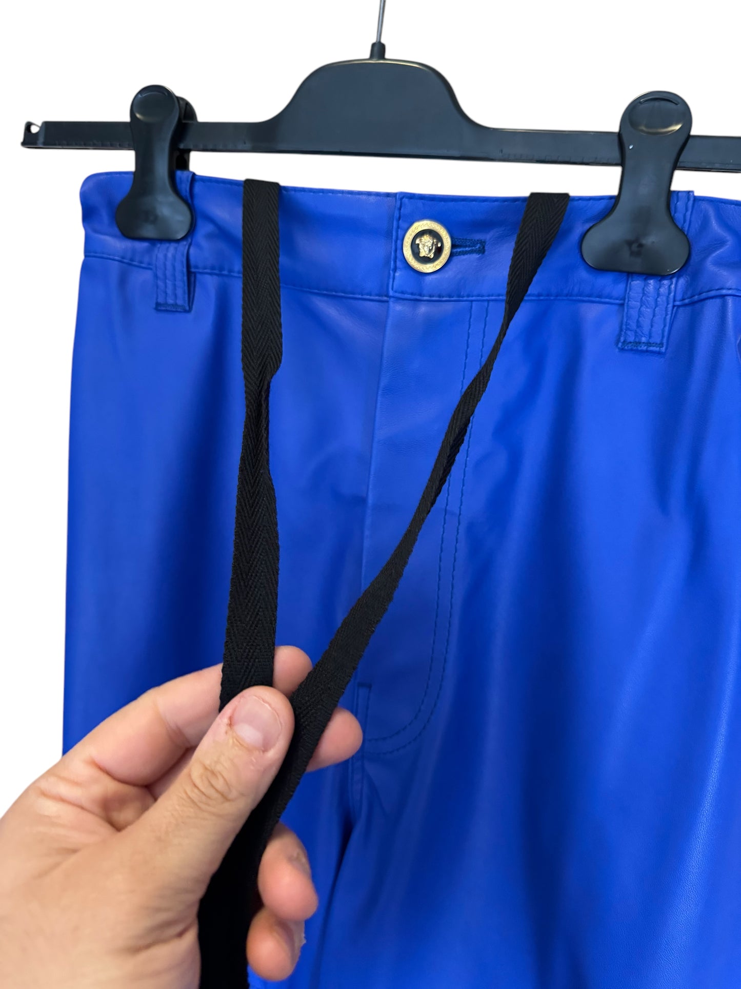 Pantaloni Cargo in Pelle Versace - Blu Elettrico - Taglia 48