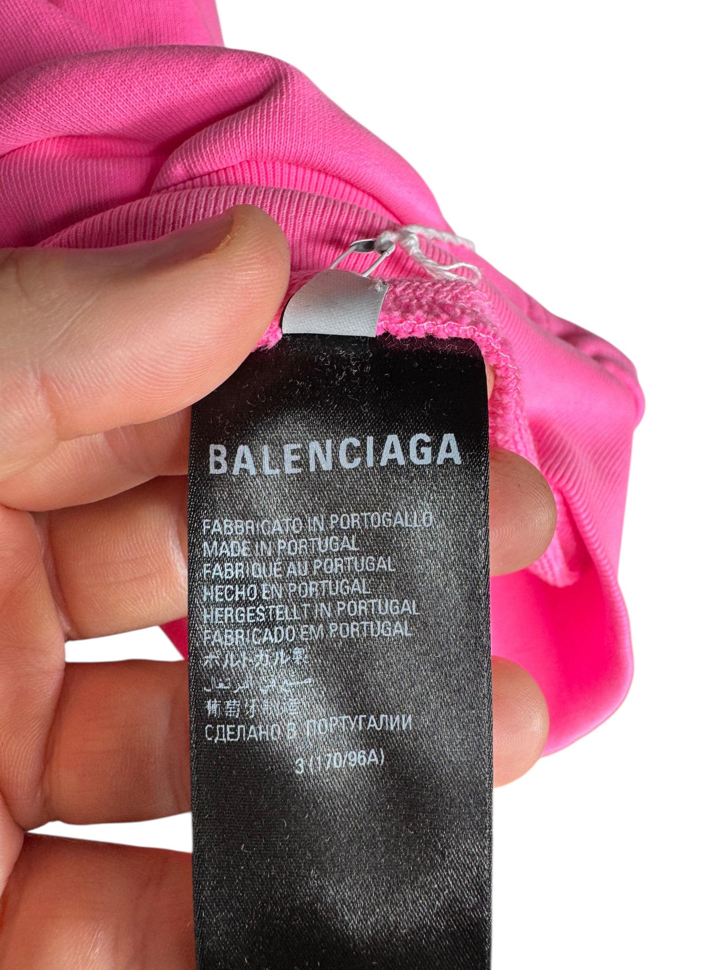 Felpa Balenciaga x Adidas rosa fluo con cappuccio e bande laterali - taglia 3 (fit L- XL–XXL)