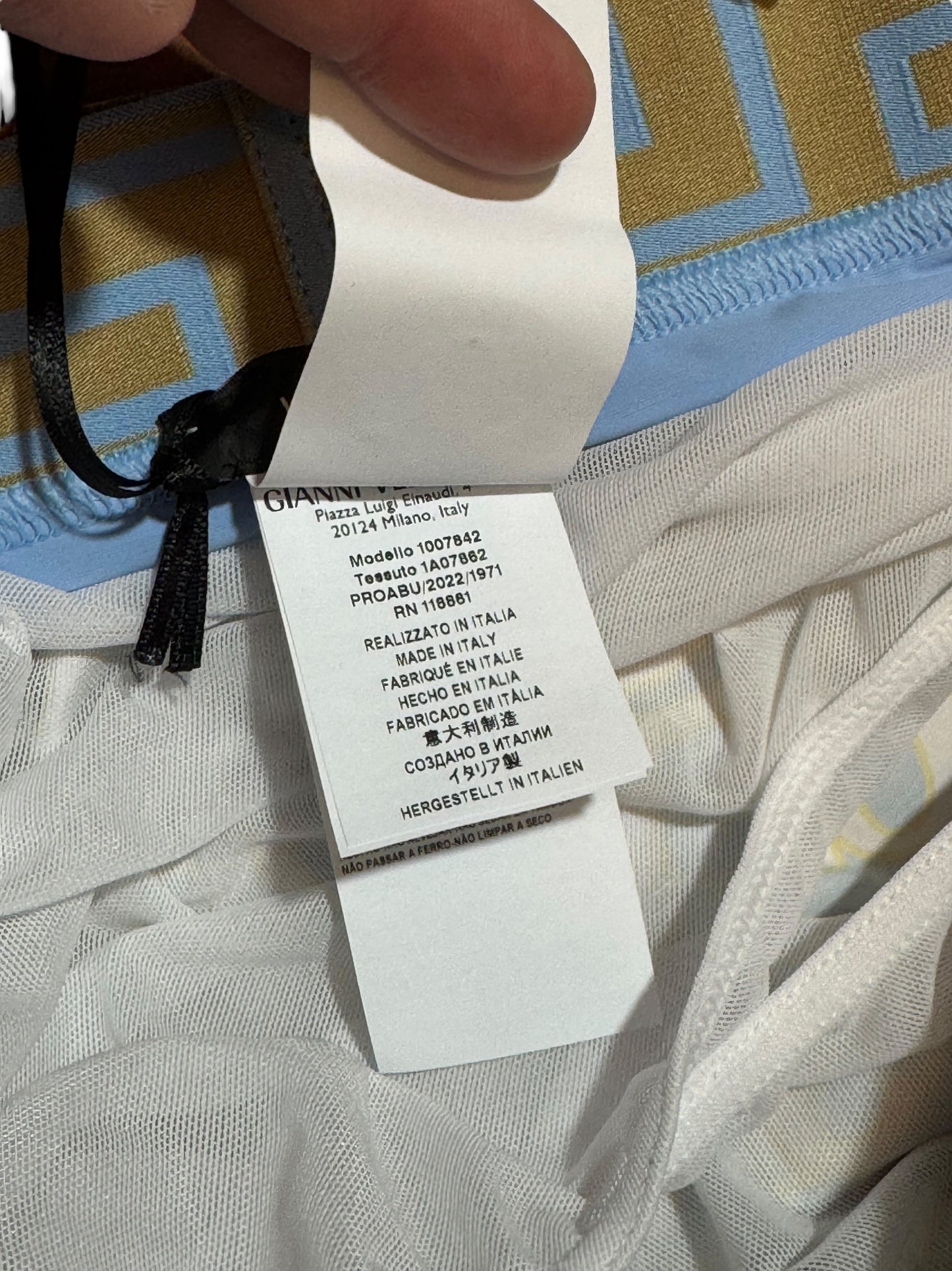 Versace Costume Uomo Logo All Over Azzurro Giallo Taglia XL - Made in Italy