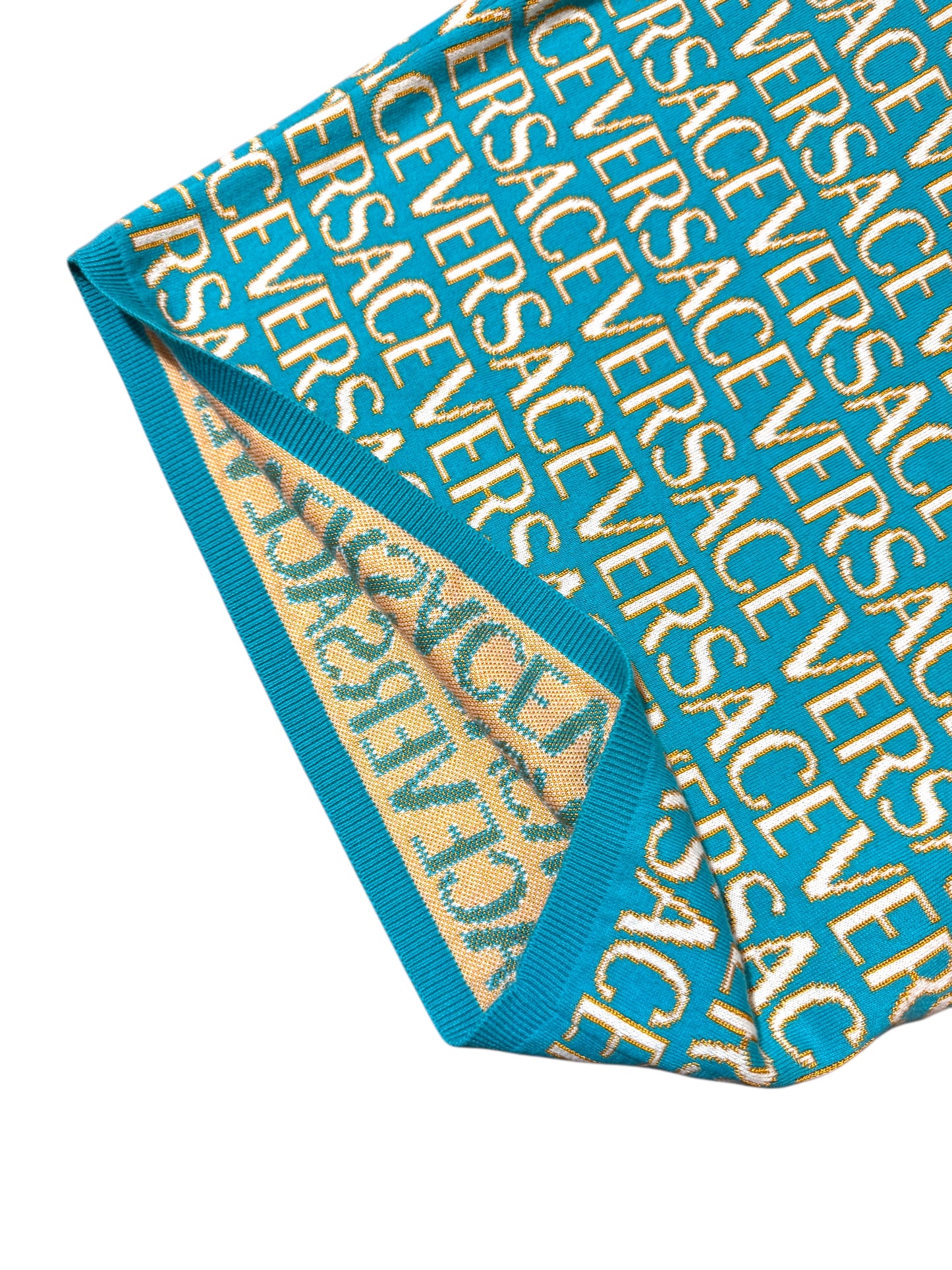 Gonna Versace Donna Taglia 40 – Jacquard Azzurro/Oro – Nuova