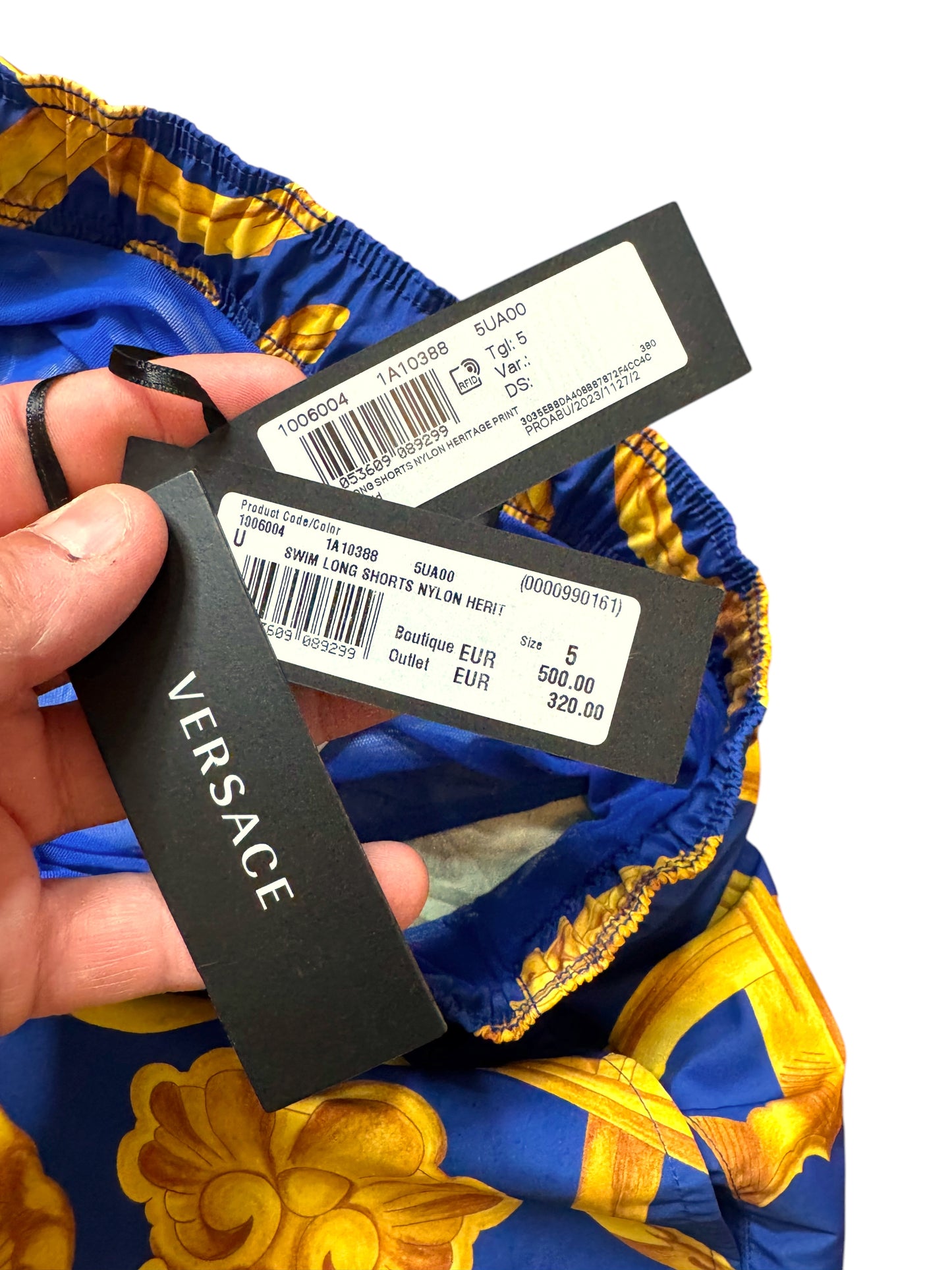 Versace Costume Uomo Barocco Blu Oro - Taglia L - Made in Italy