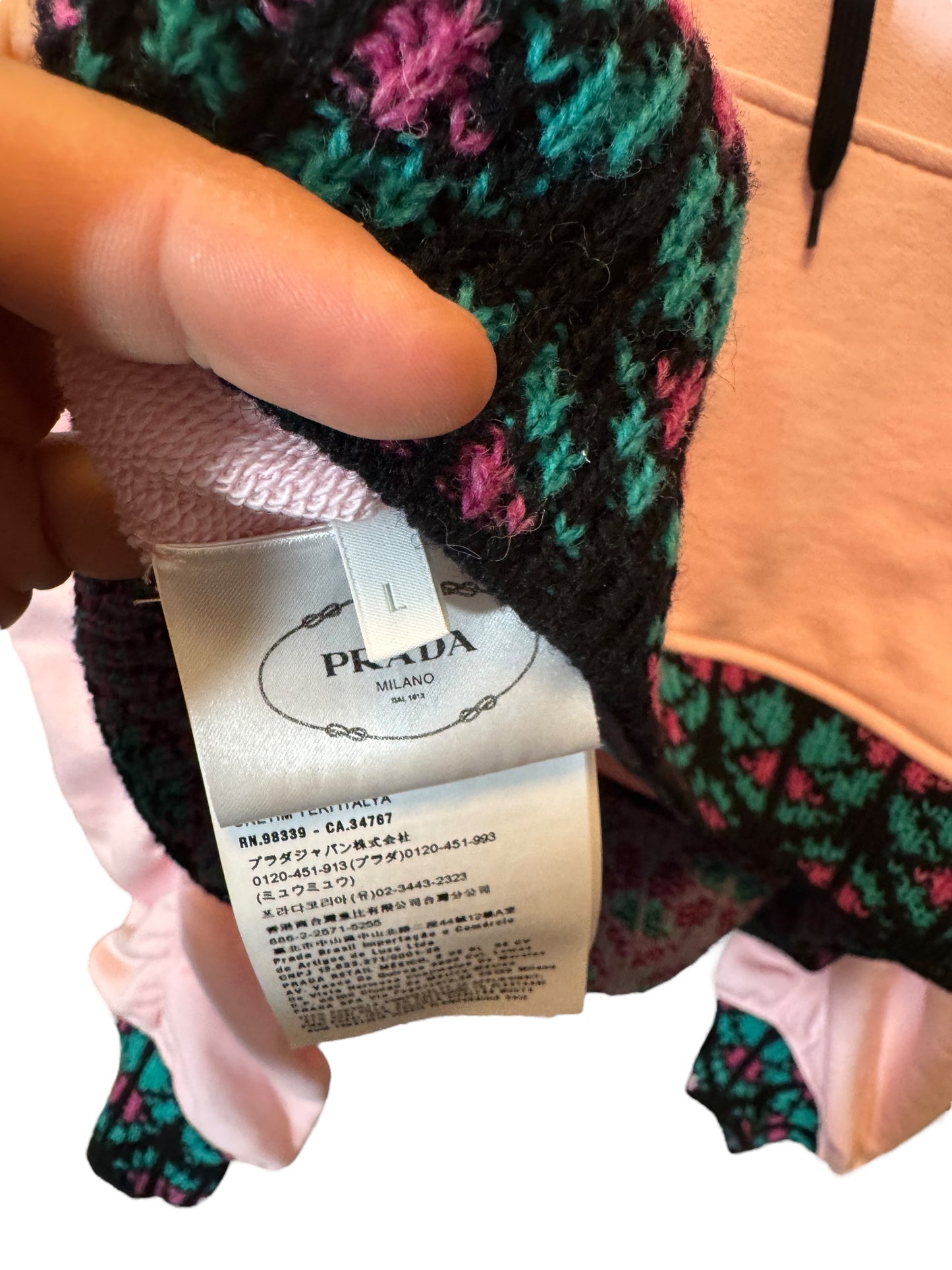Felpa Prada Donna Rosa con Cappuccio e Mini Pochette – Taglia L