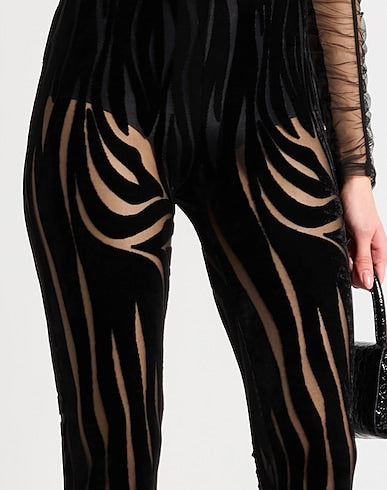 Pantaloni VERSACE Donna Flare Velvet Effetto Zebra – Taglia 38 IT – Made in Italy