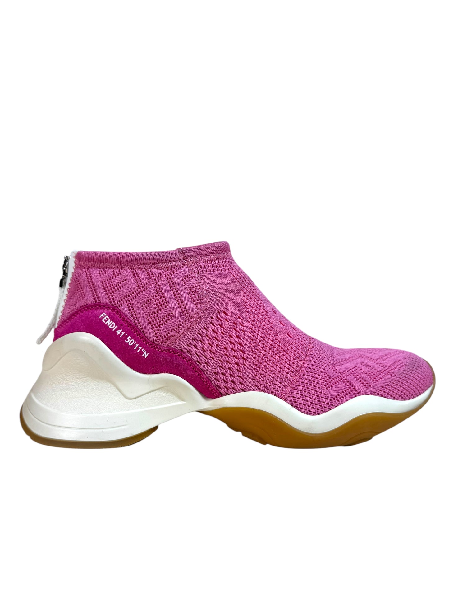 FENDI - Sneakers Sock in Tessuto Stretch Rosa con Logo FF