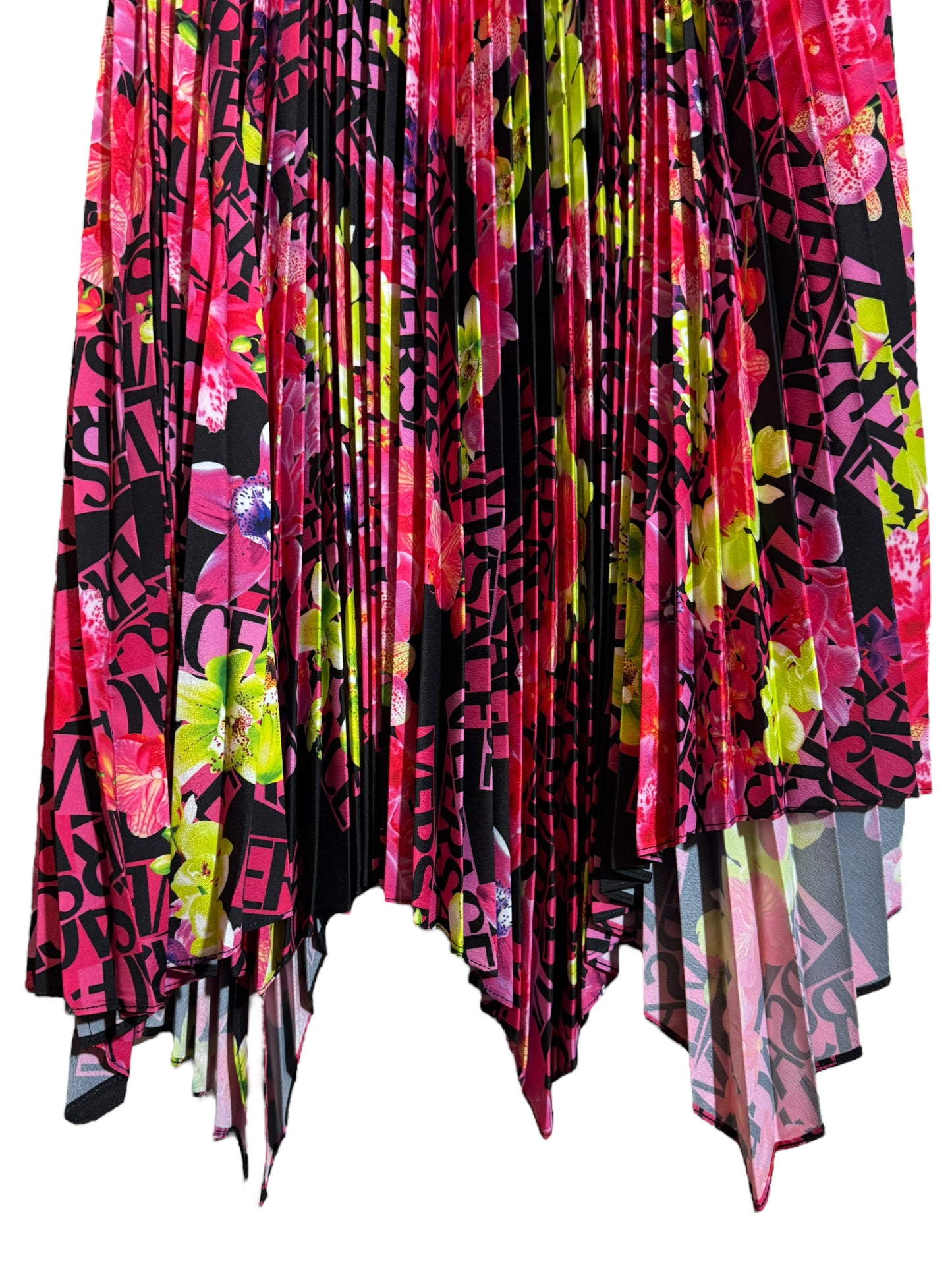 Versace Gonna Plissettata Asimmetrica Floreale