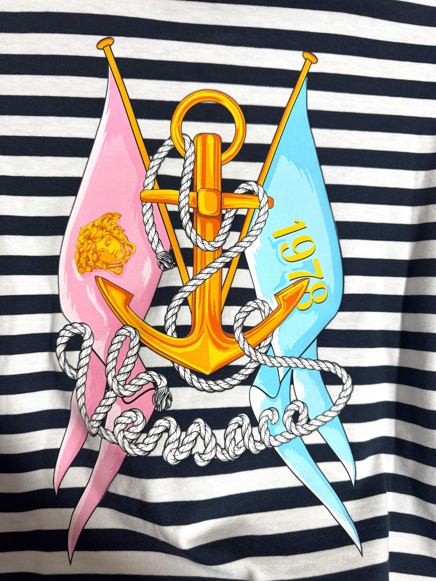 T-shirt Versace a righe marinare con logo - Taglia 40 IT