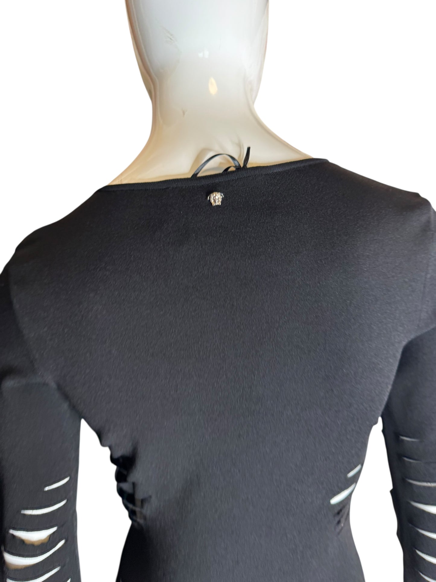 Versace Abito Lungo Nero Cut-Out in Maglia – Taglia IT 42 – Made in Italy.