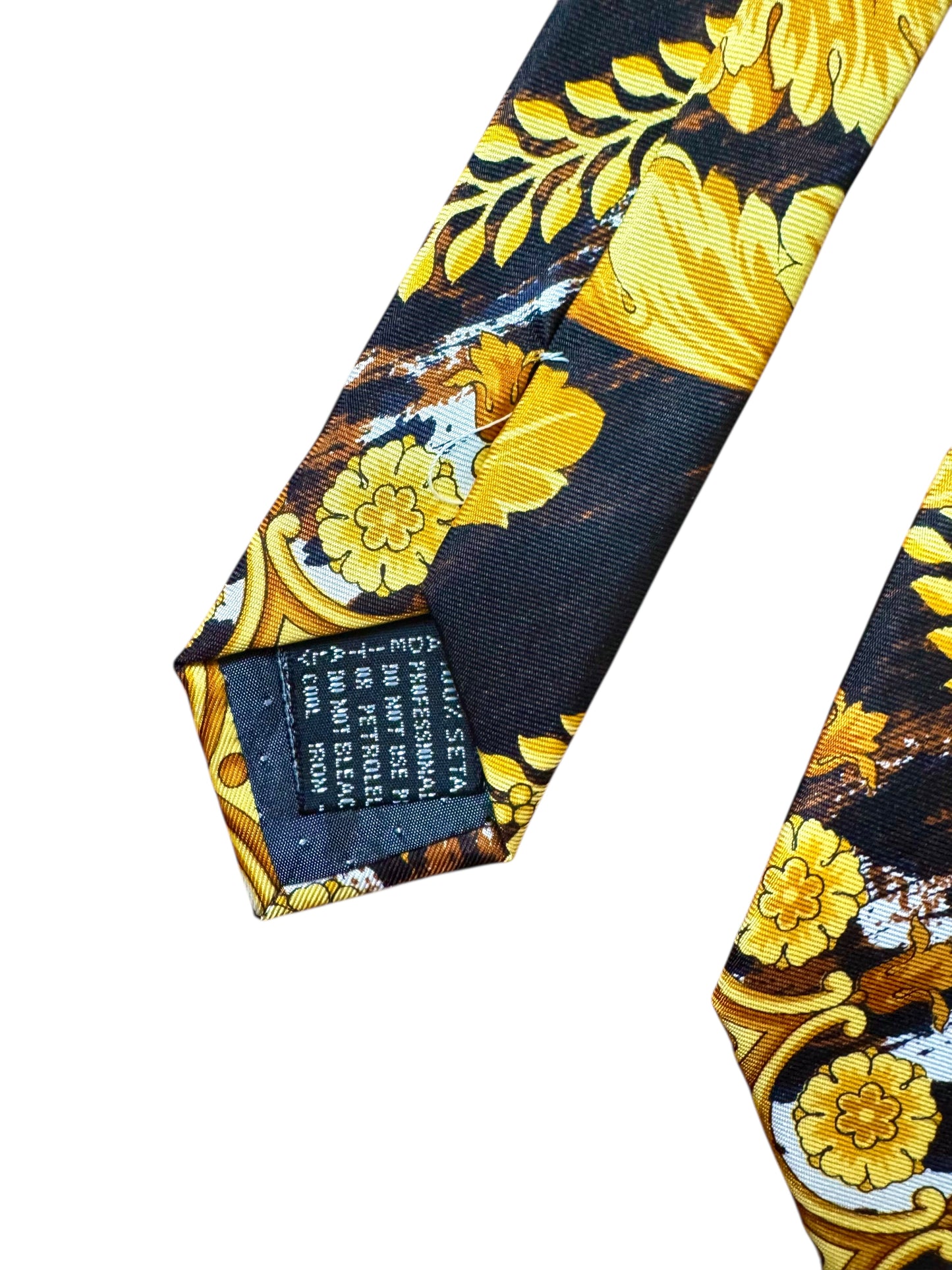 Cravatta vintage Gianni Versace seta stampa Wild Barocco animalier