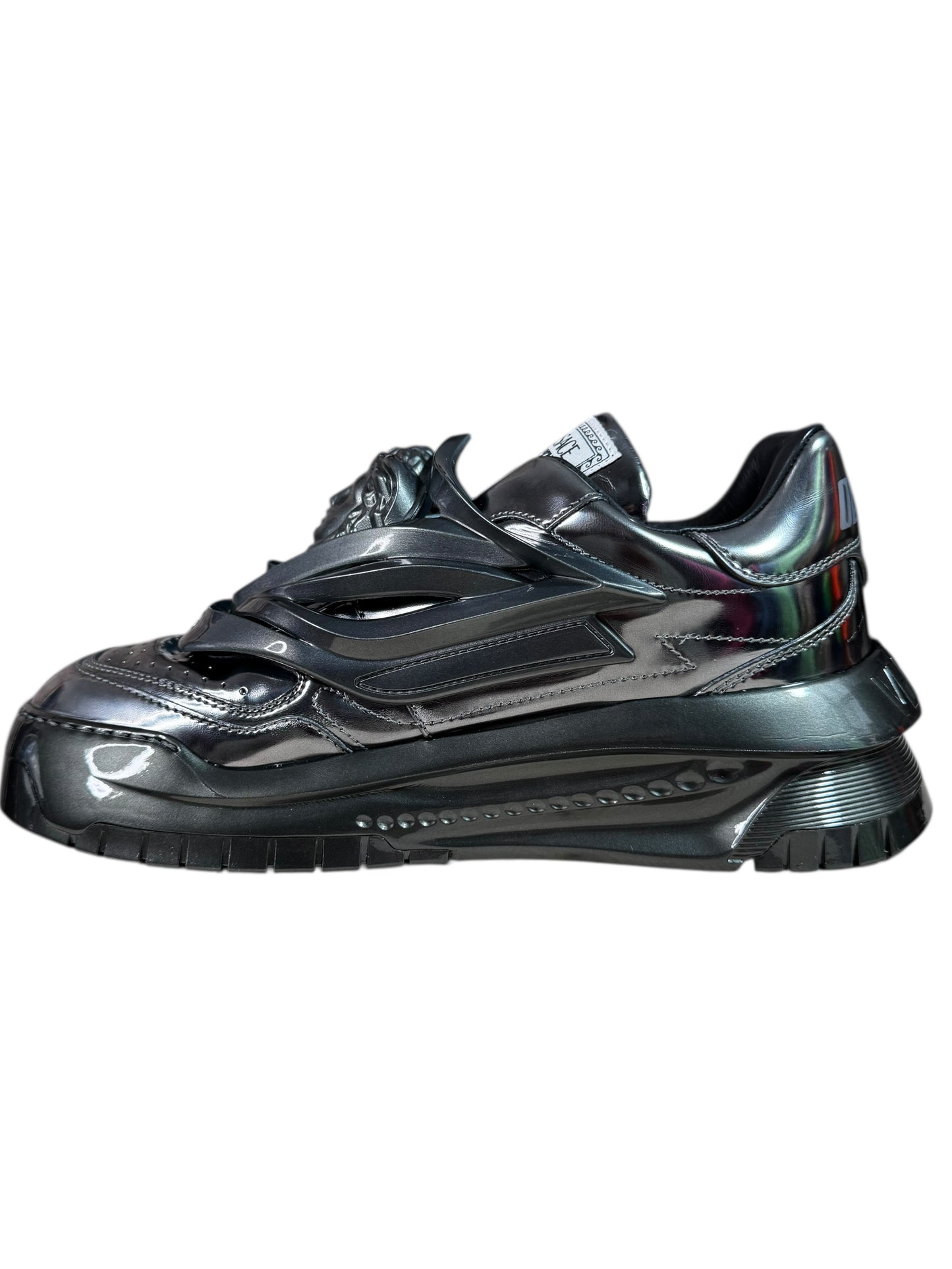 Versace Odissea sneakers grigio scuro metallizzato con logo Medusa 3D – IT 42