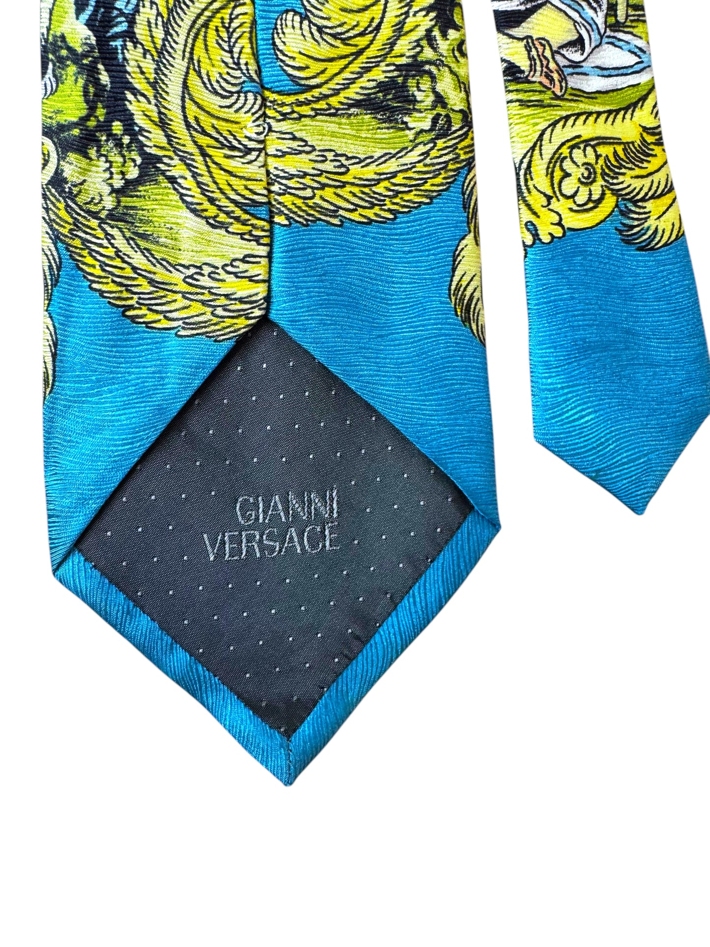 Cravatta Gianni Versace Vintage in Seta – Motivo Barocco con Figure Indiane