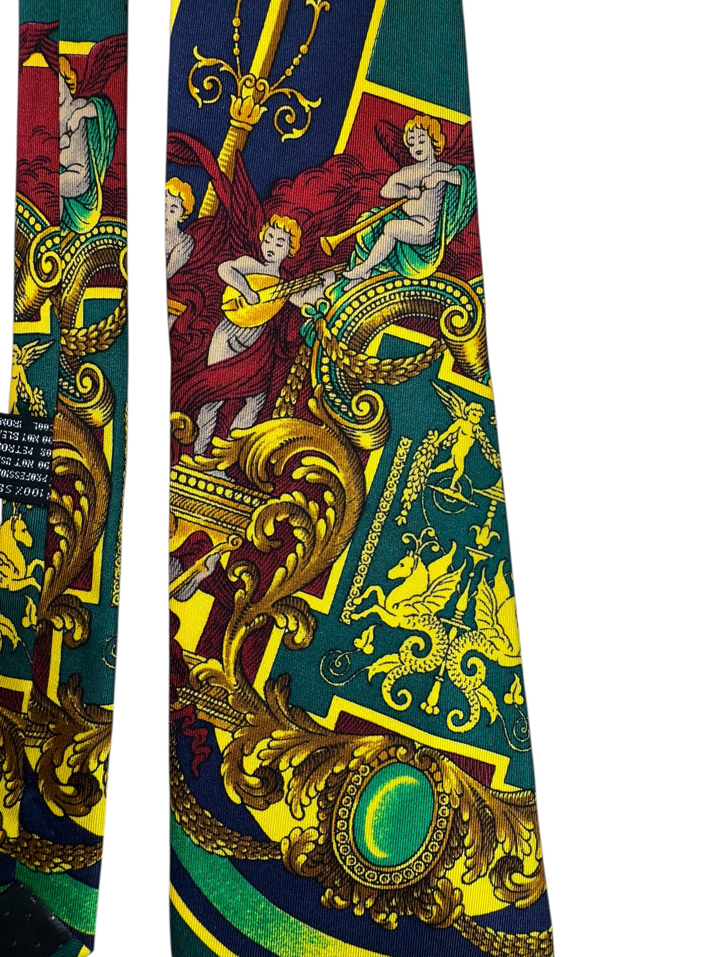 Cravatta Vintage Gianni Versace – Stampa Barocca con Angeli – 100% Seta Made in Italy