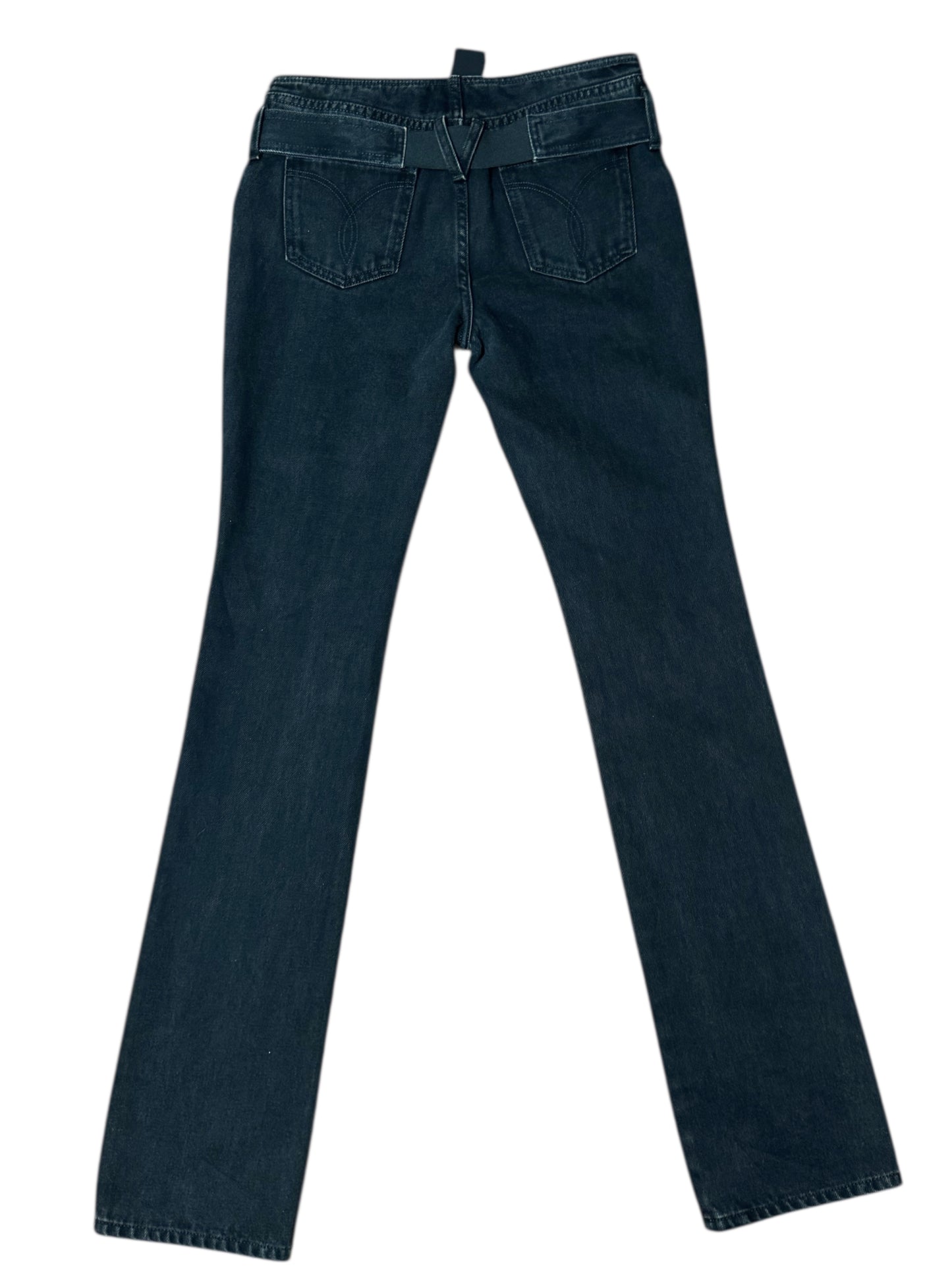 Jeans VERSACE Donna Tg 25 – Modello Flare Vita Bassa Nero con Medusa