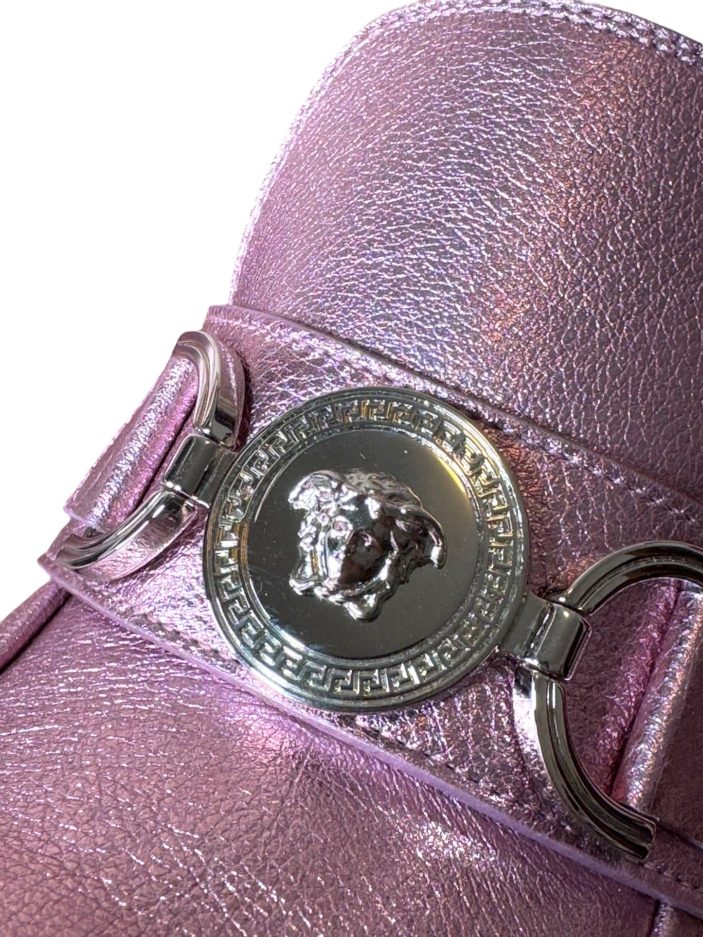 Versace Décolleté Donna Rosa Metallico con Plateau e Tacco Alto – Taglia 39