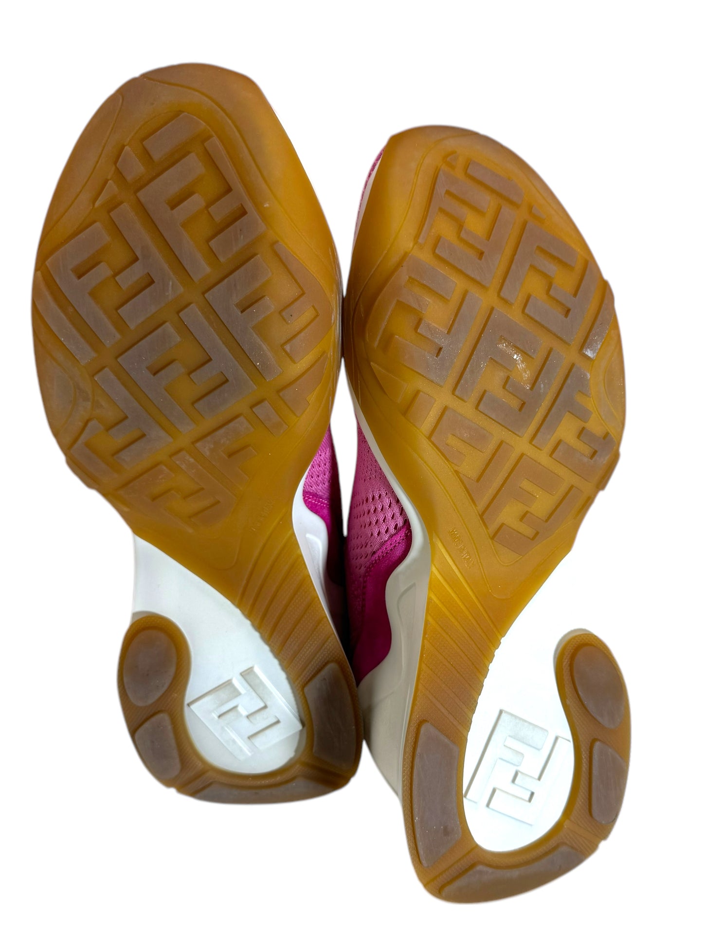 FENDI - Sneakers Sock in Tessuto Stretch Rosa con Logo FF