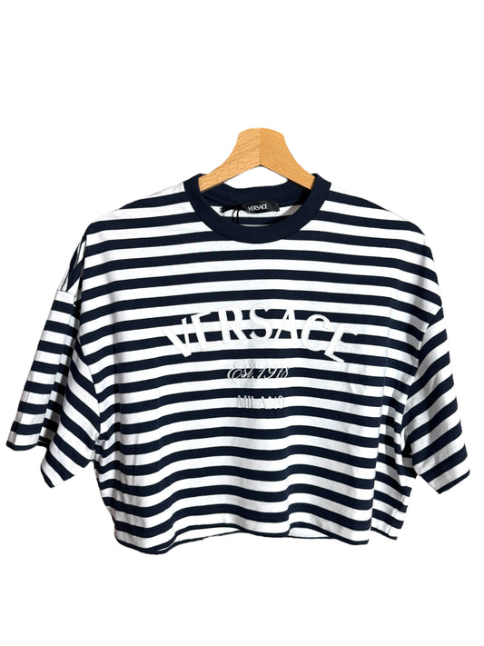 T-shirt Versace a righe marinare con logo - Taglia 40 IT