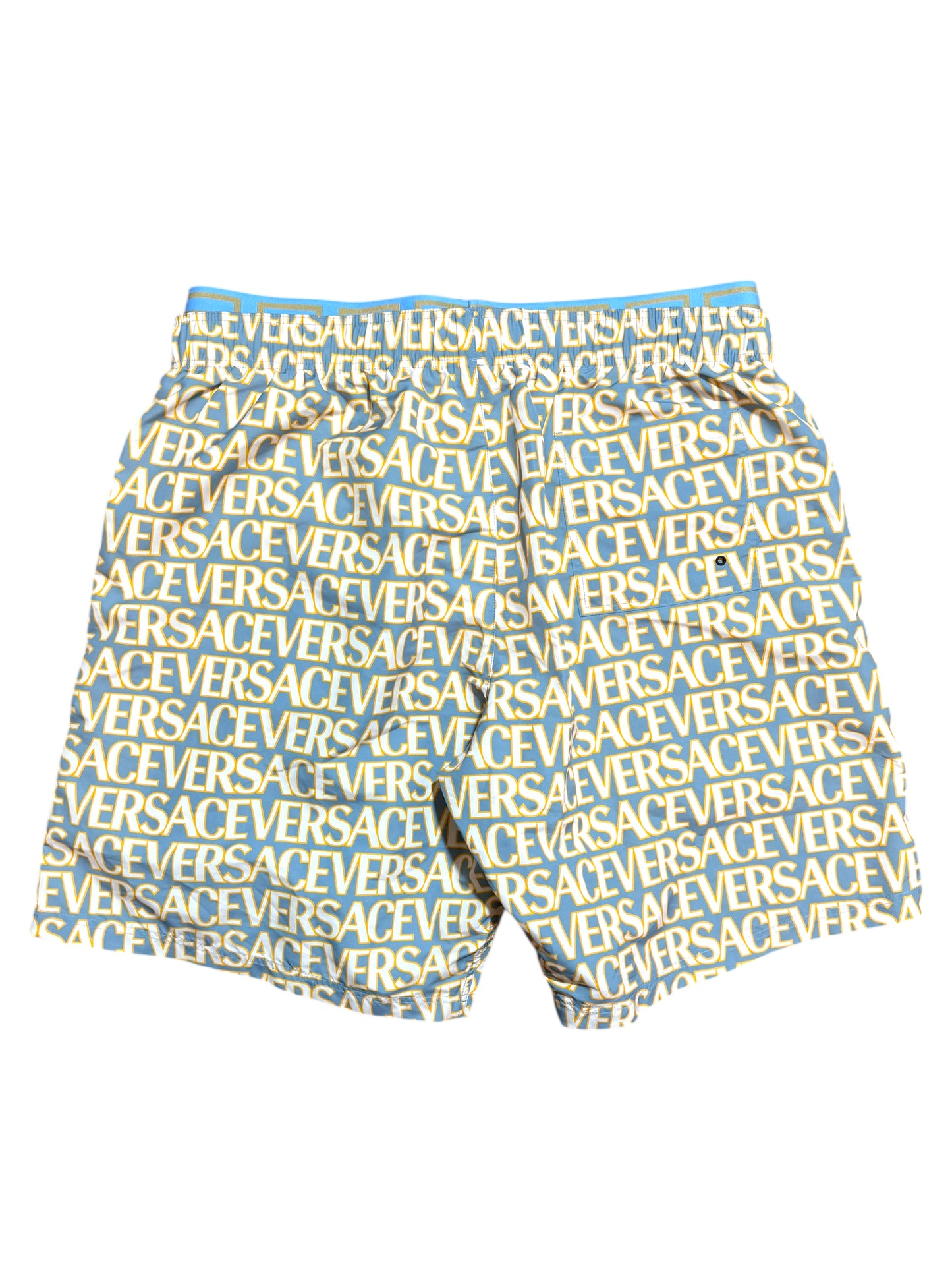 Versace Costume Uomo Logo All Over Azzurro Giallo Taglia XL - Made in Italy