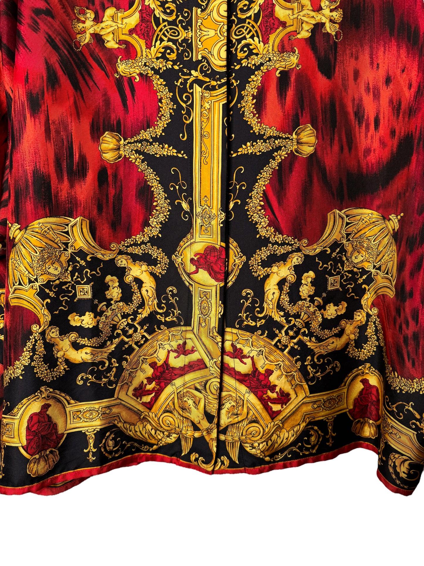 Camicia vintage Gianni Versace – Linea Istante – Taglia 42 – Stampa barocca oro e animalier rossa