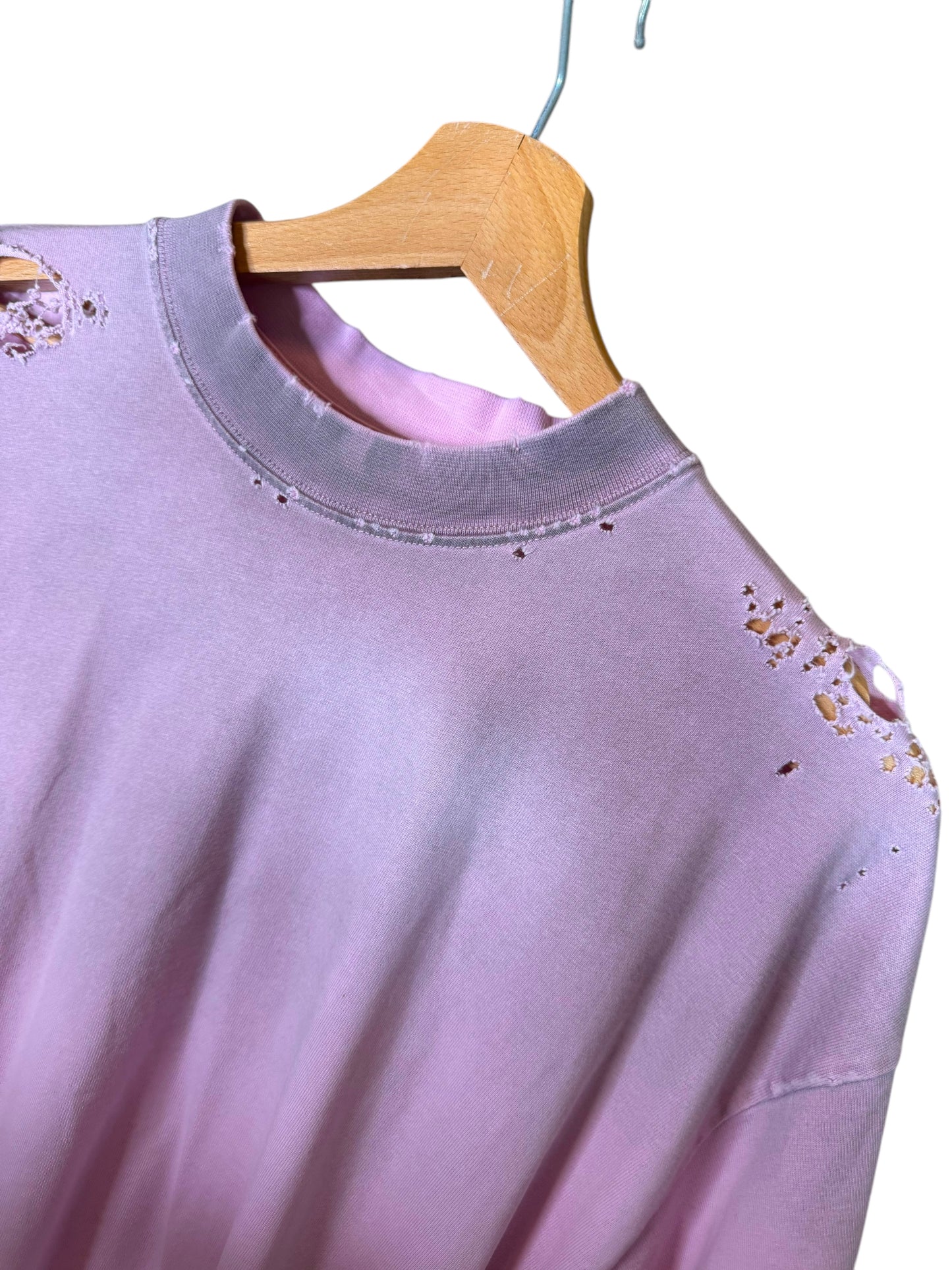 Balenciaga T-shirt Unisex Rosa XS (vestibilità Over fino a L/XL) - Effetto Destroyed