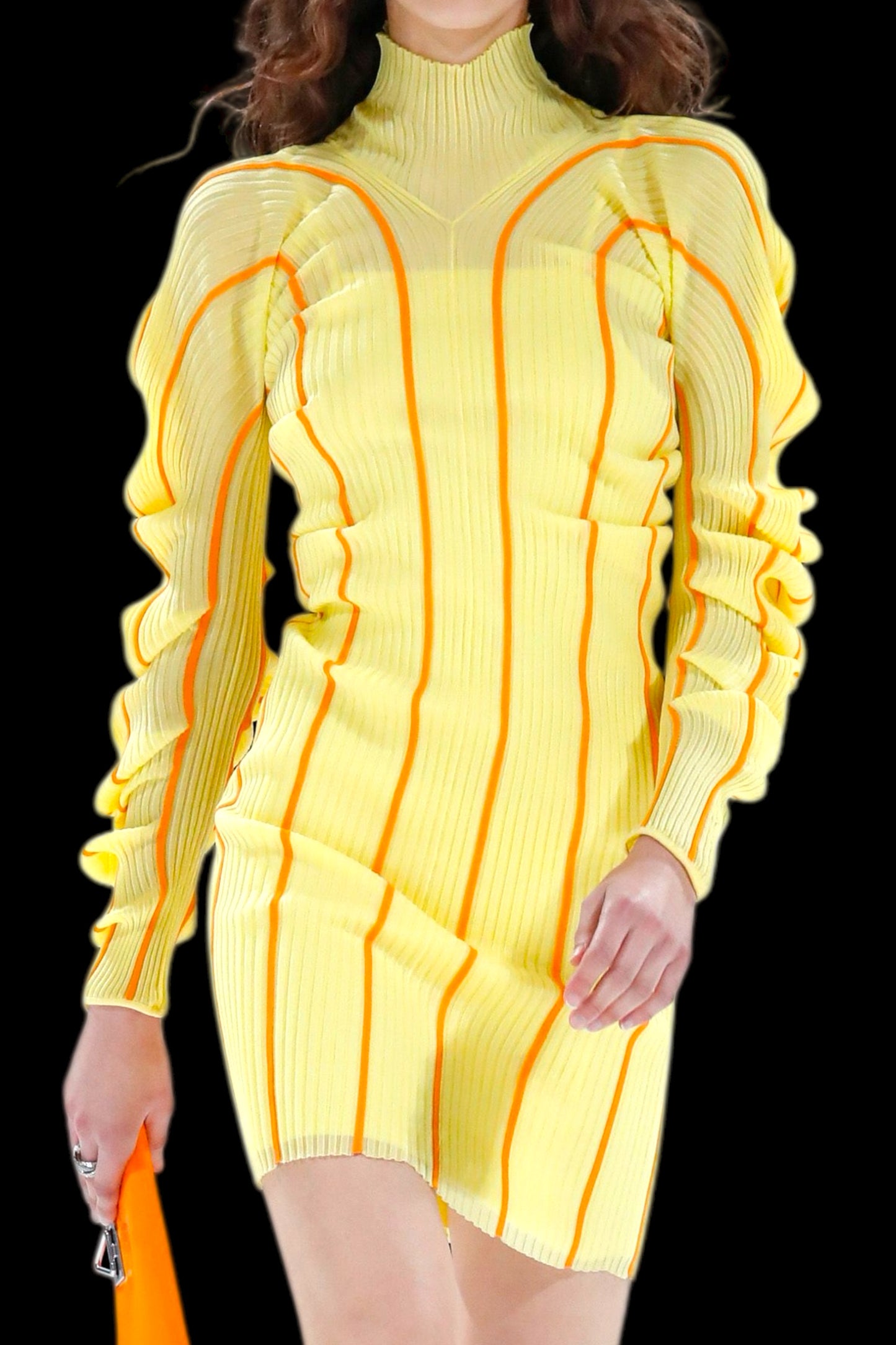 Bottega Veneta abito runway PE 2022 “Transparent Tennis Stripe Knit Sherbert” taglia S made in Italy
