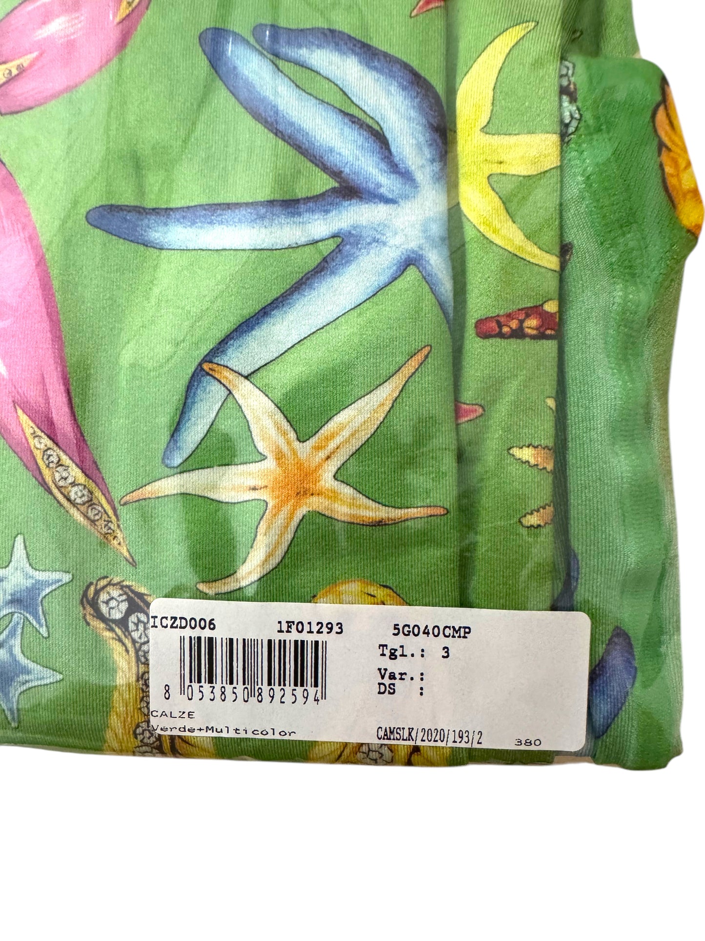 Versace Collant donna stampa “Trésor de la Mer” verde – Taglia 3 – Nuovi senza etichette