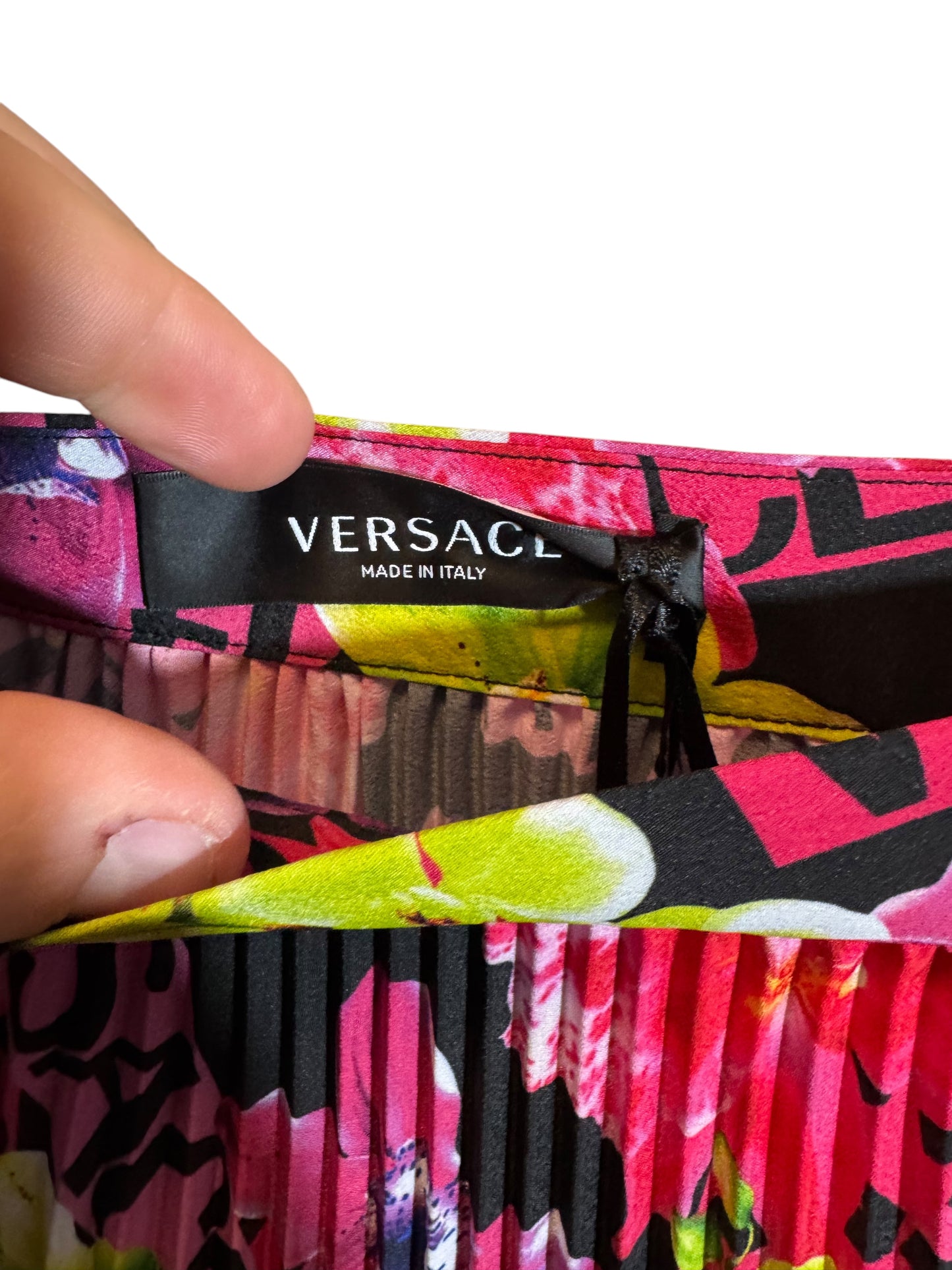 Versace Gonna Plissettata Asimmetrica Floreale