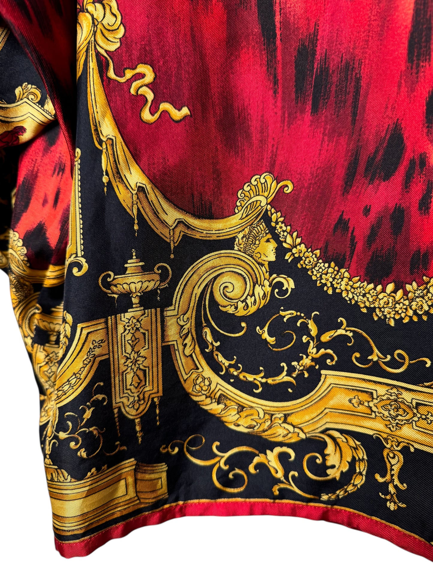 Camicia vintage Gianni Versace – Linea Istante – Taglia 42 – Stampa barocca oro e animalier rossa