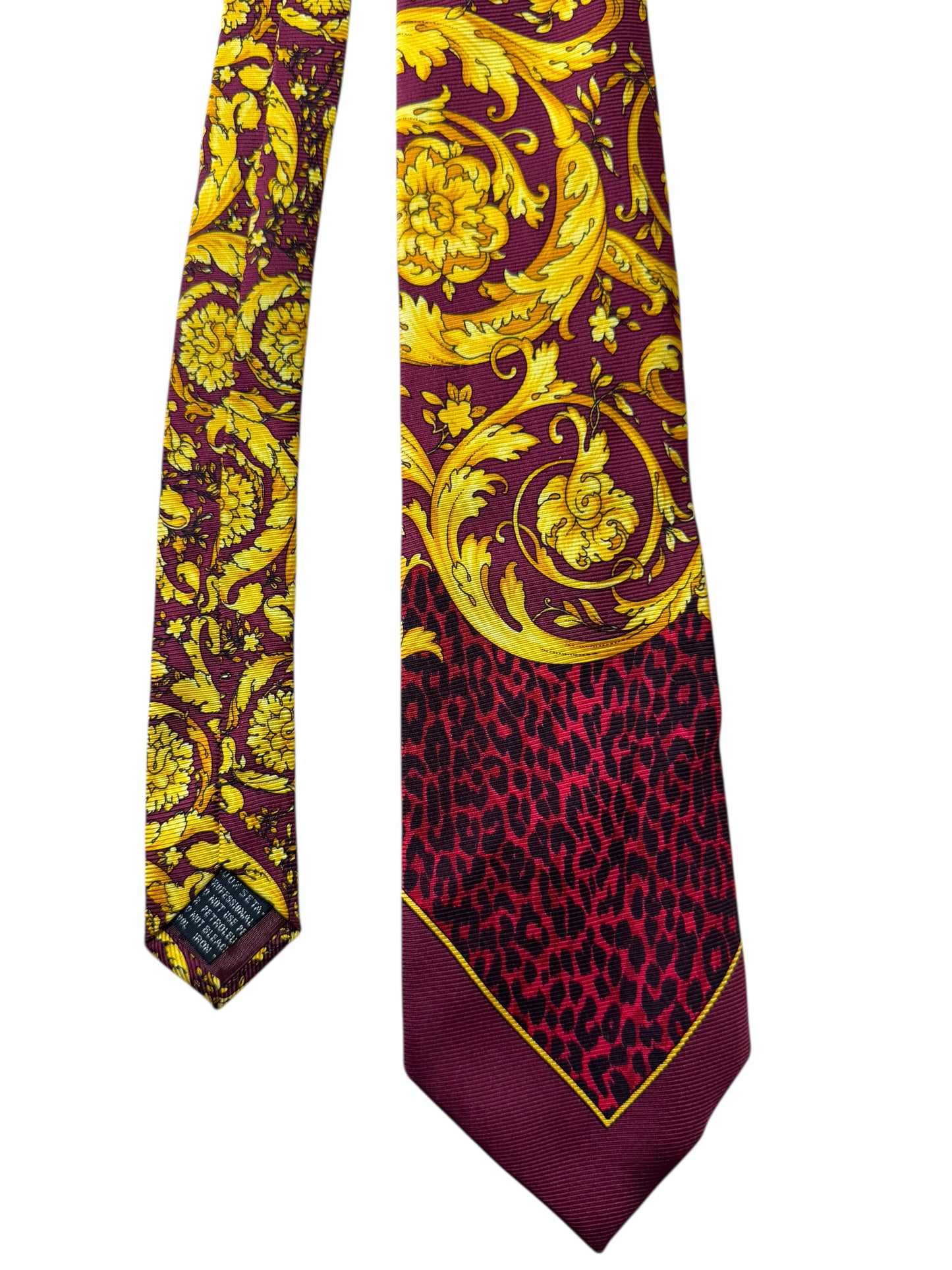 Cravatta vintage V2 by Versace barocca leopardata seta 100% Made in Italy